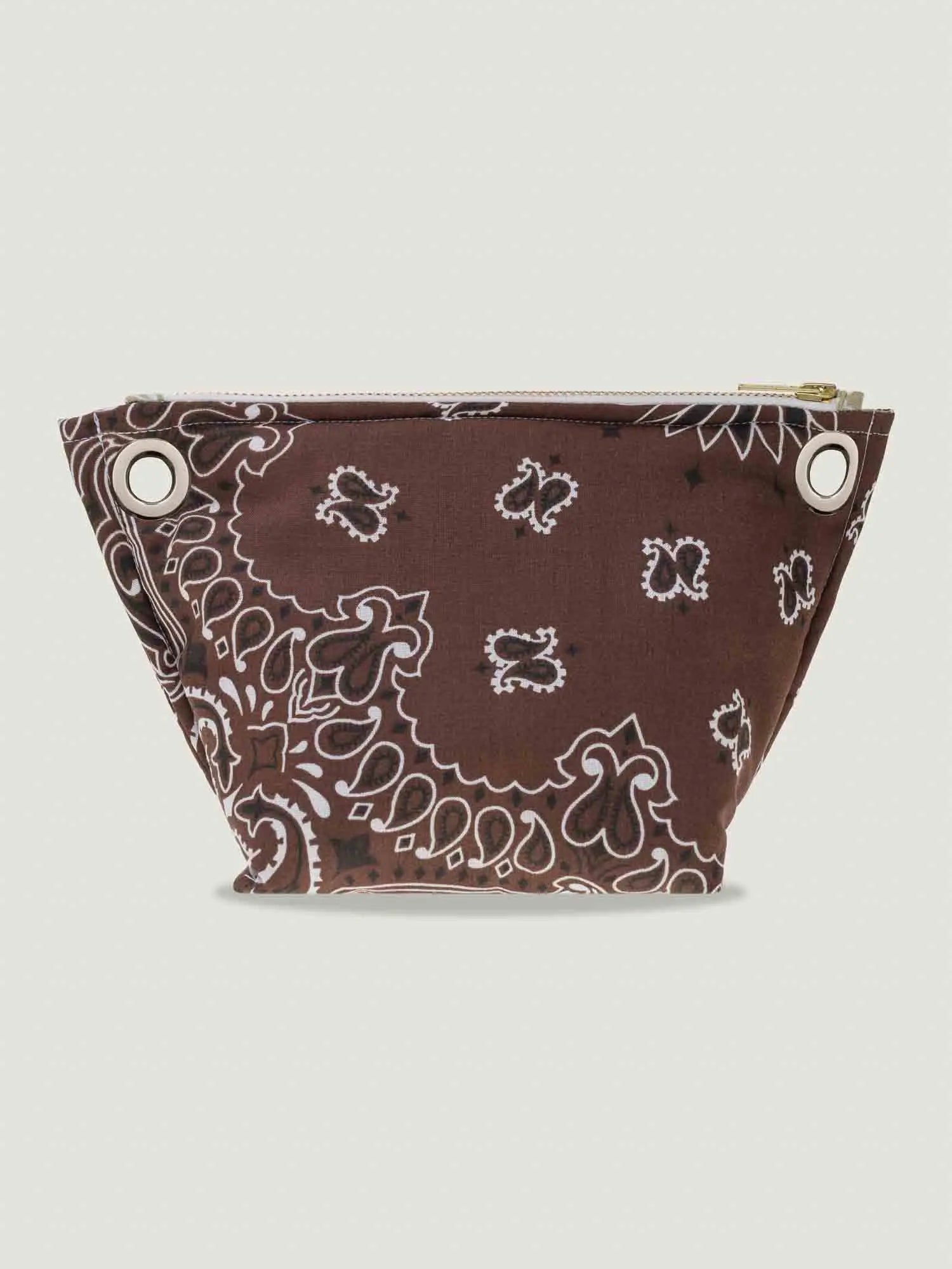 Mini Pochette Œillets - Marron / Beige