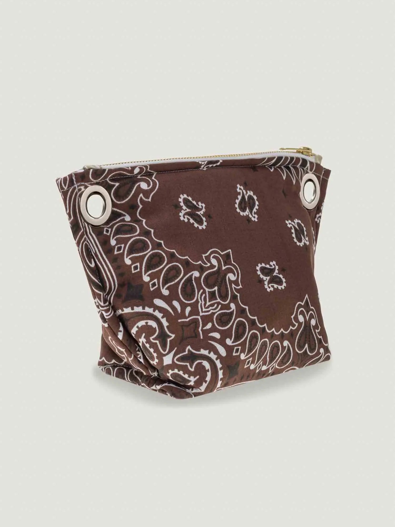 Mini Pochette Œillets - Marron / Beige
