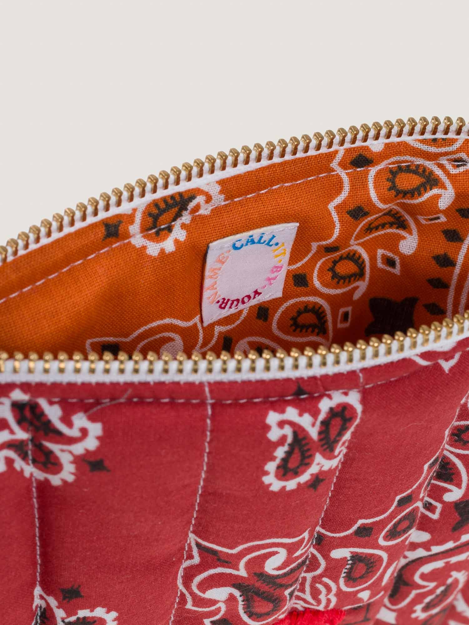Mini Pochette Zippée Matelassée - COEUR - Vintage Red / Burnt Orange