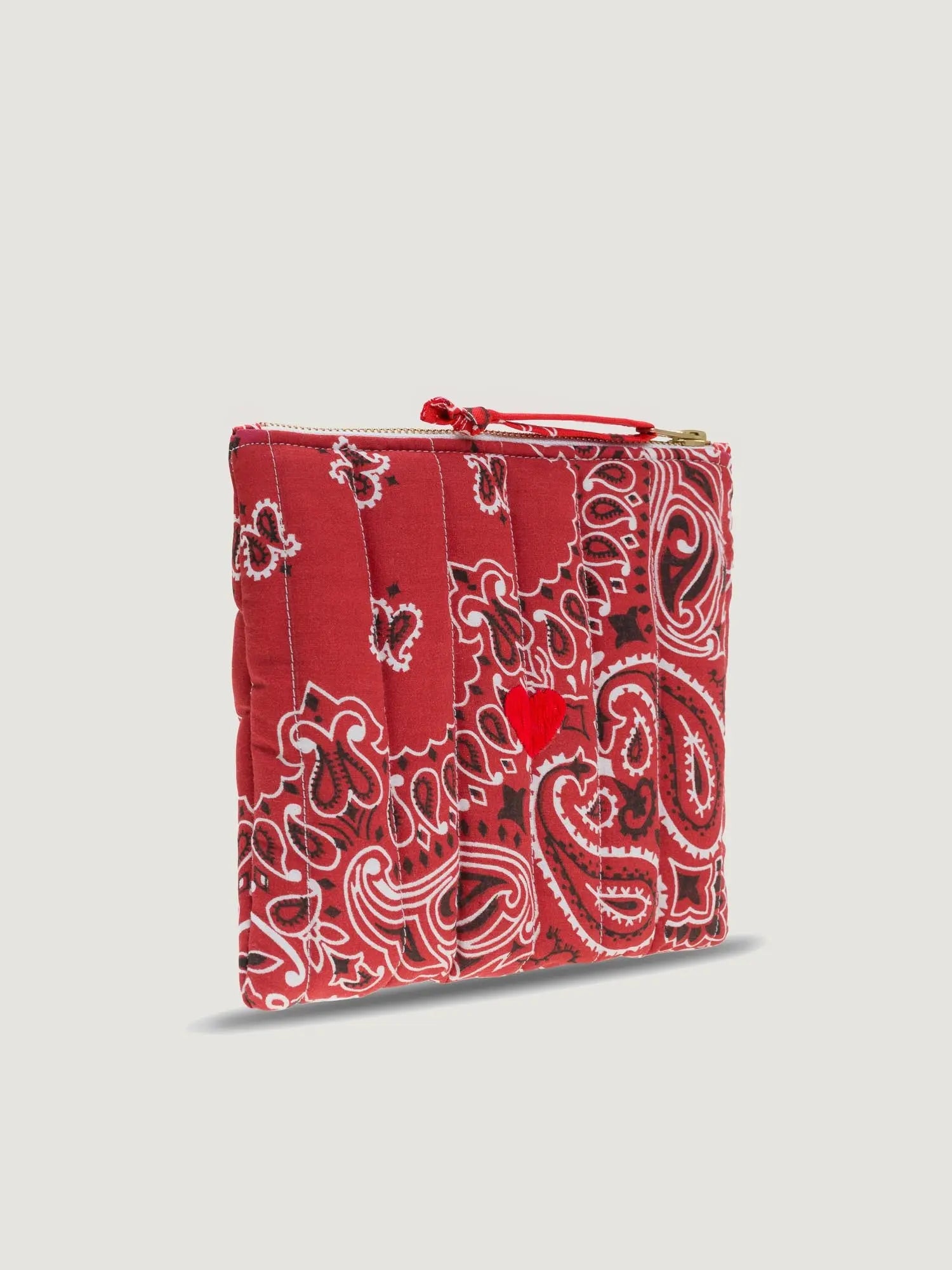 Mini Pochette Zippée Matelassée - COEUR - Vintage Red / Real Red
