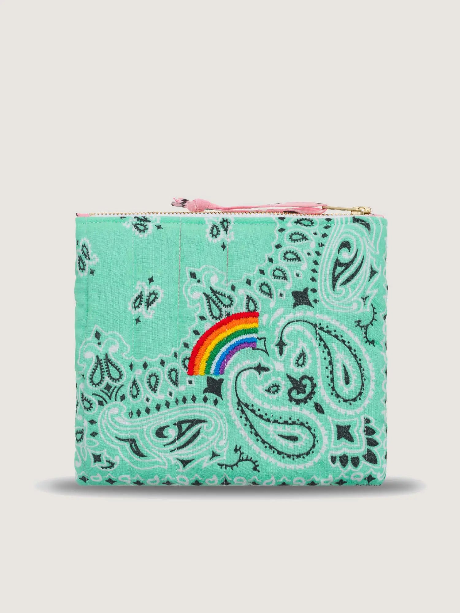 Mini Pochette Zippée Matelassée - RAINBOW - Mint / Pale Pink