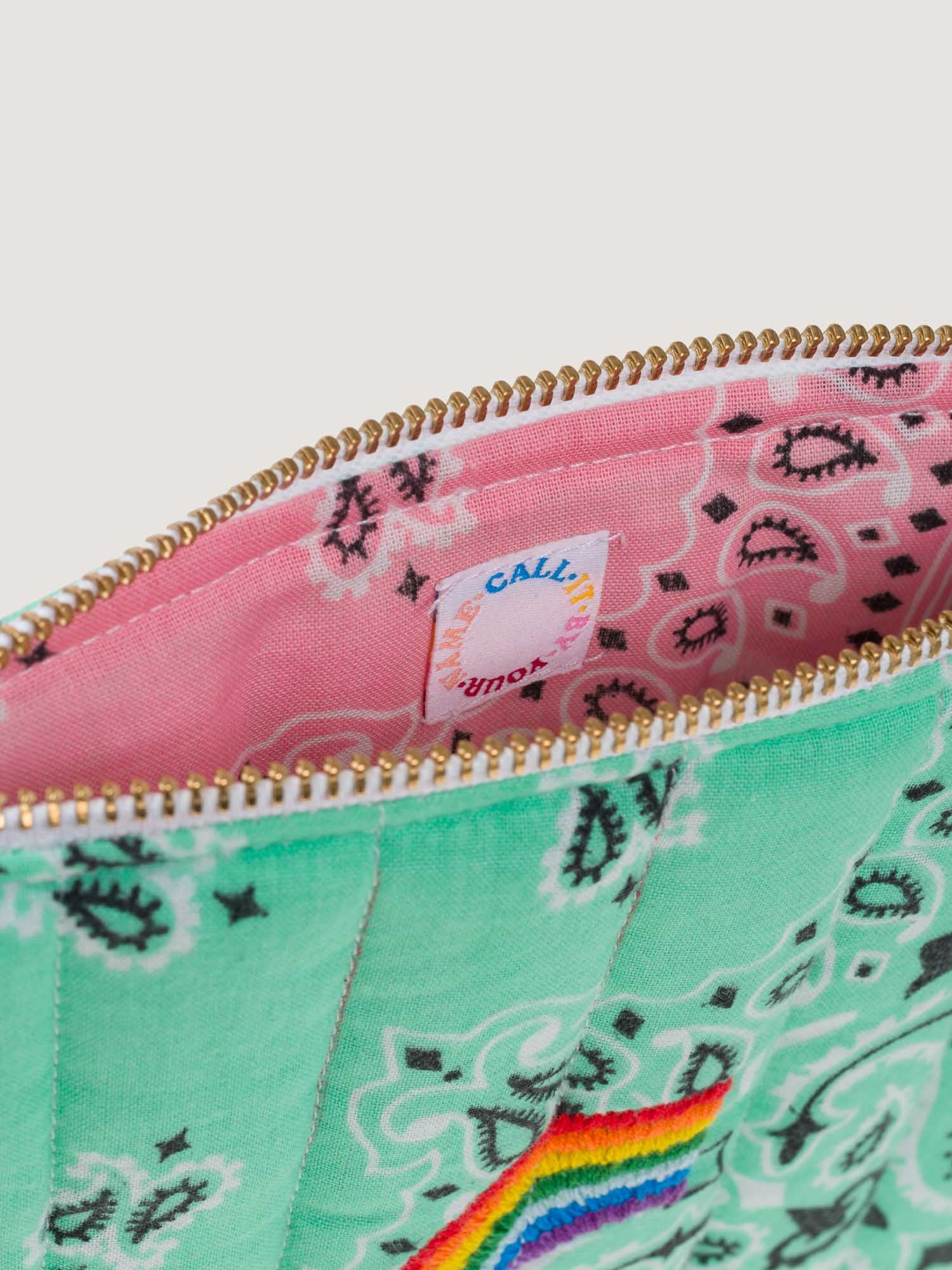 Mini Pochette Zippée Matelassée - RAINBOW - Mint / Pale Pink