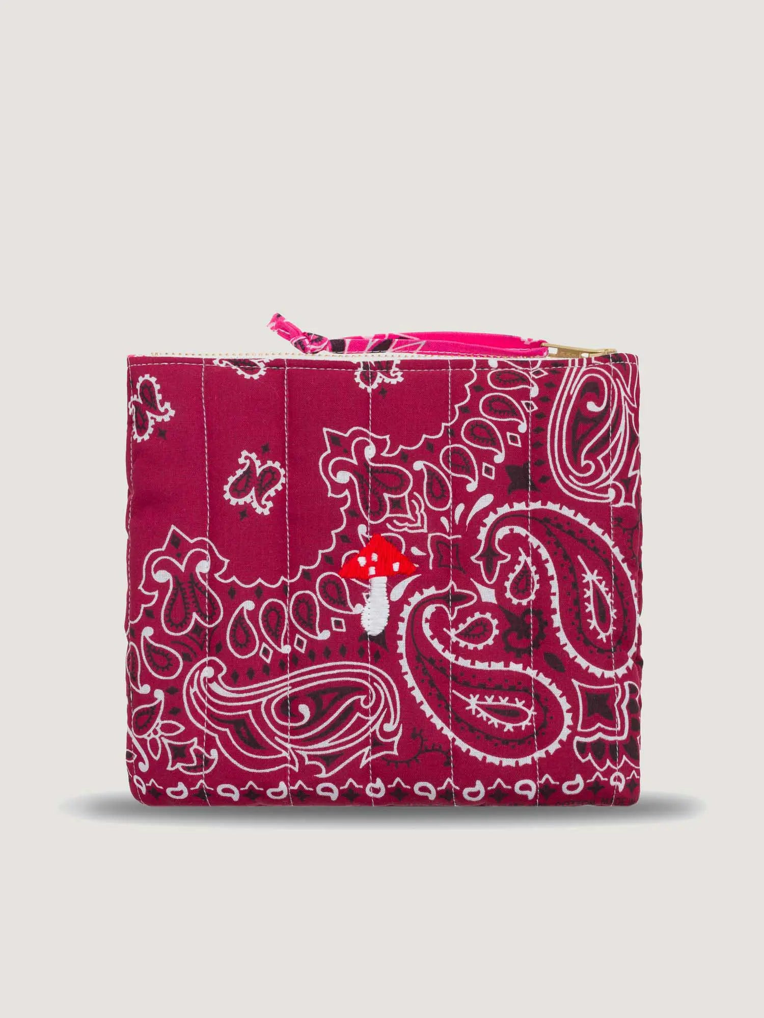 Mini Pochette Zippée Matelassée - CHAMPIGNON - Bordeaux / Fuchsia