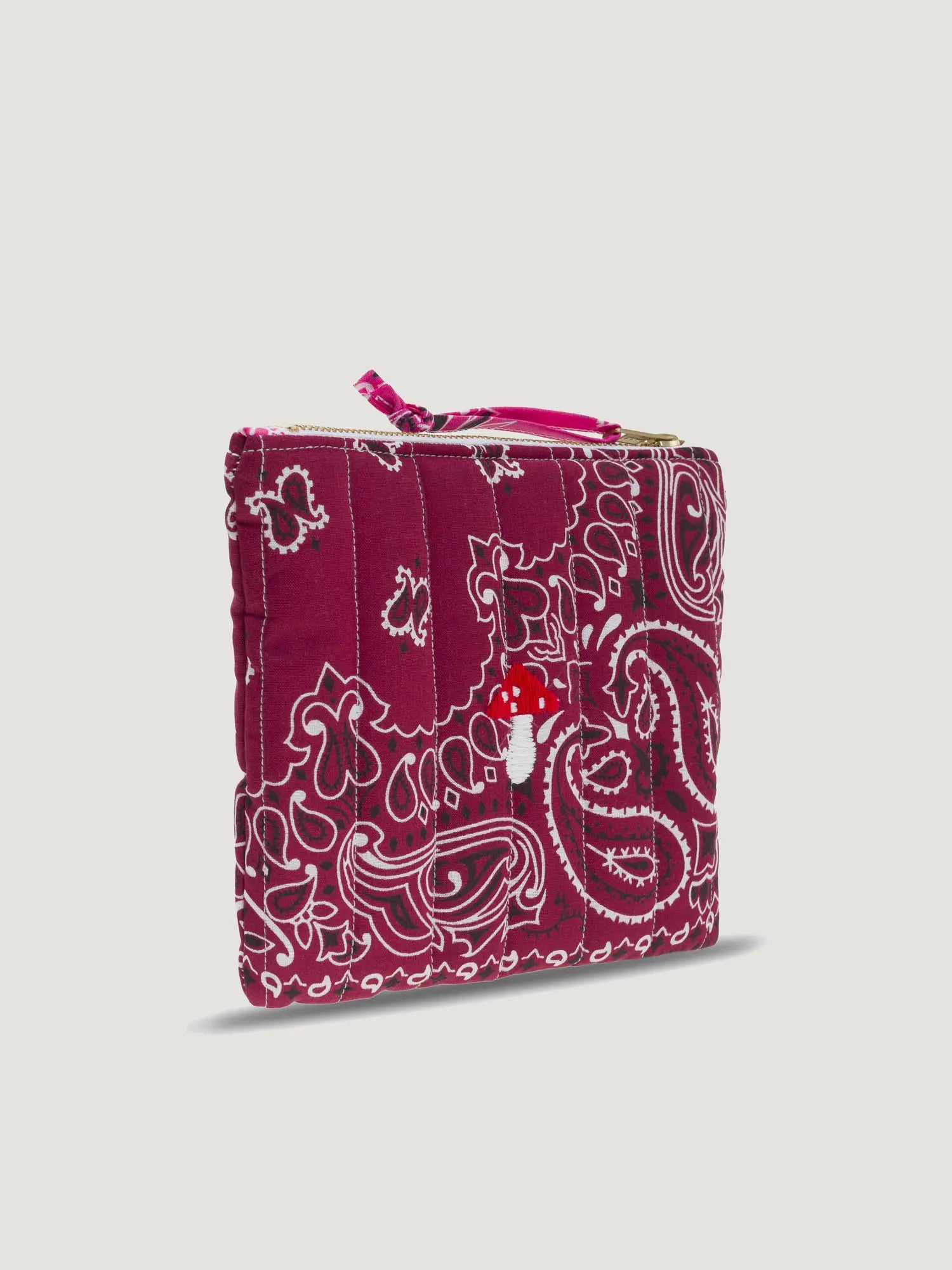 Mini Pochette Zippée Matelassée - CHAMPIGNON - Bordeaux / Fuchsia