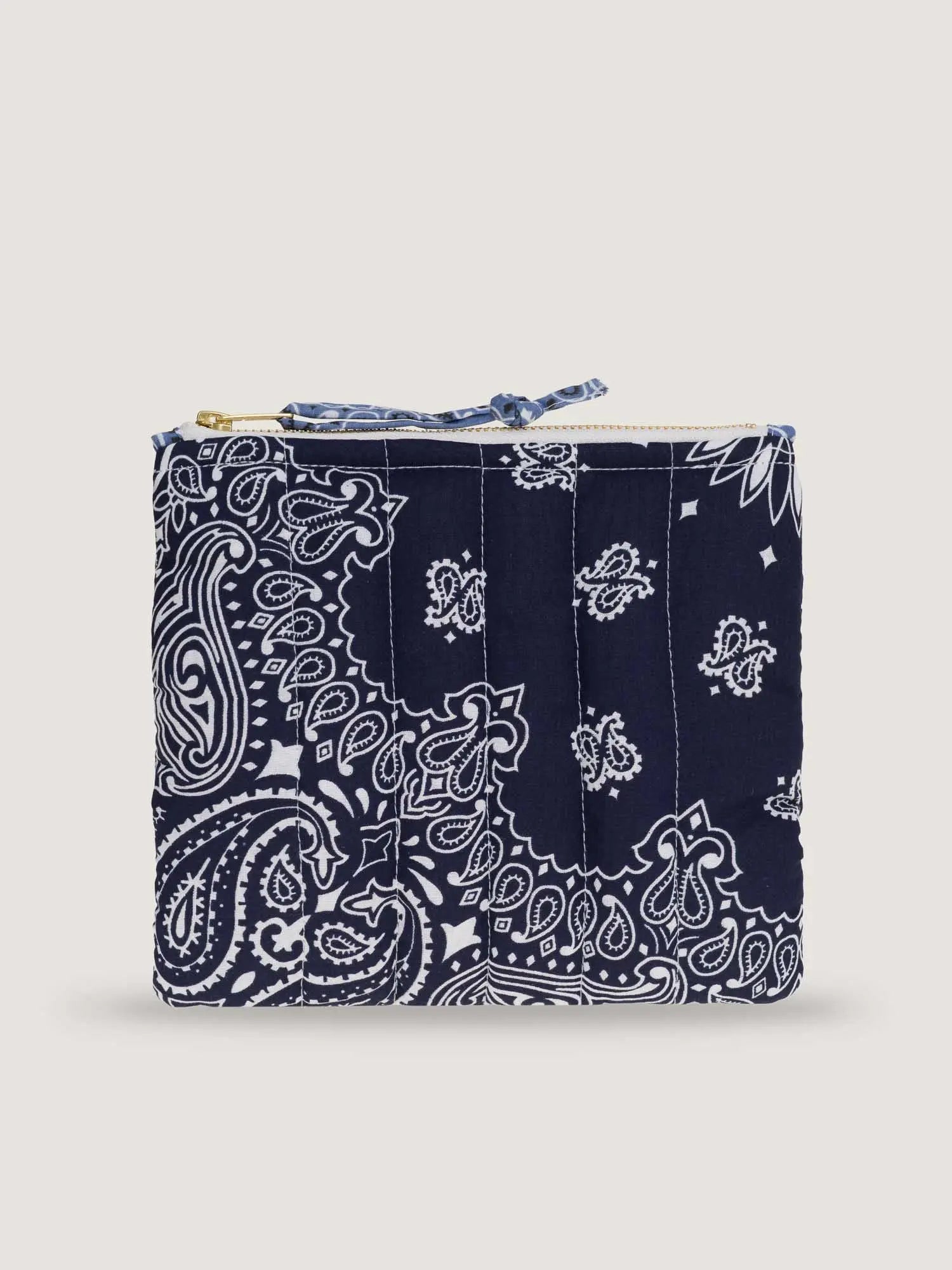 Mini Quilted Zip Pouch - HEART - Navy / Chambray