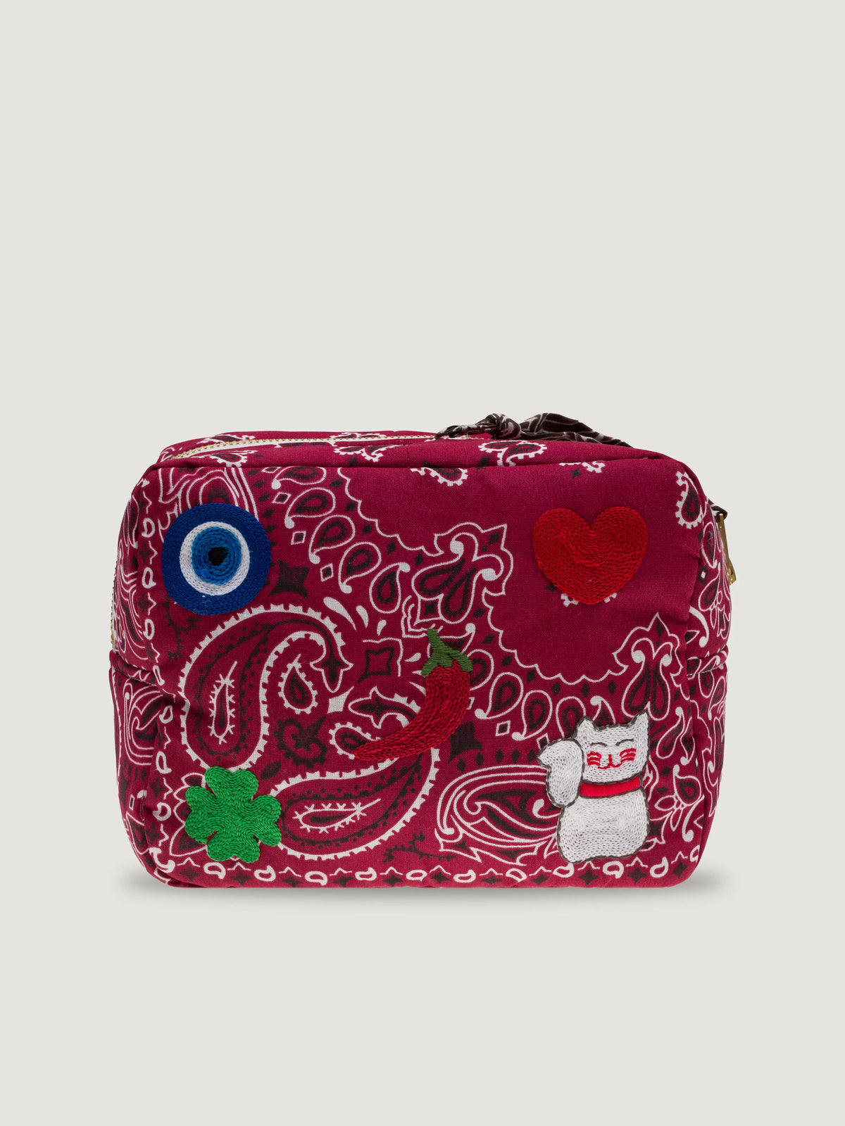 Mini rectangular toiletry bag - MULTI-EMOJIS EYE - Burgundy / Brown