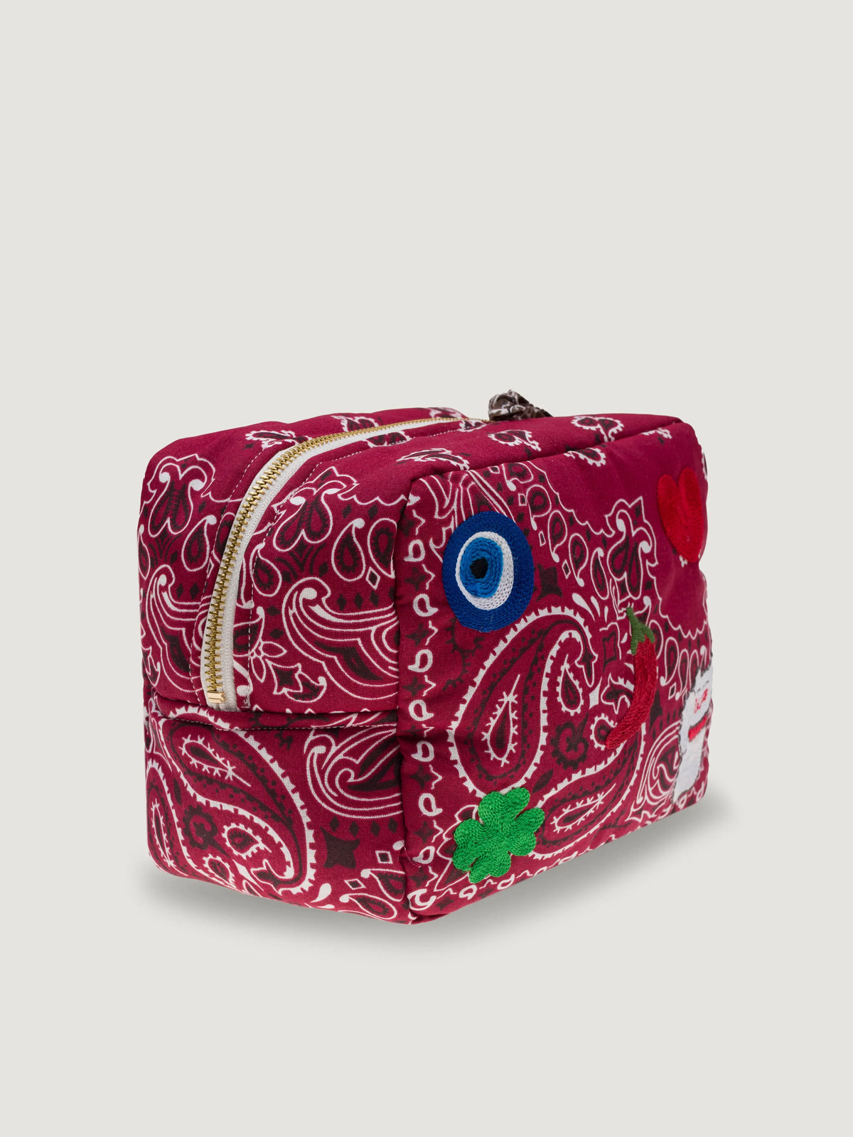 Mini rectangular toiletry bag - MULTI-EMOJIS EYE - Burgundy / Brown