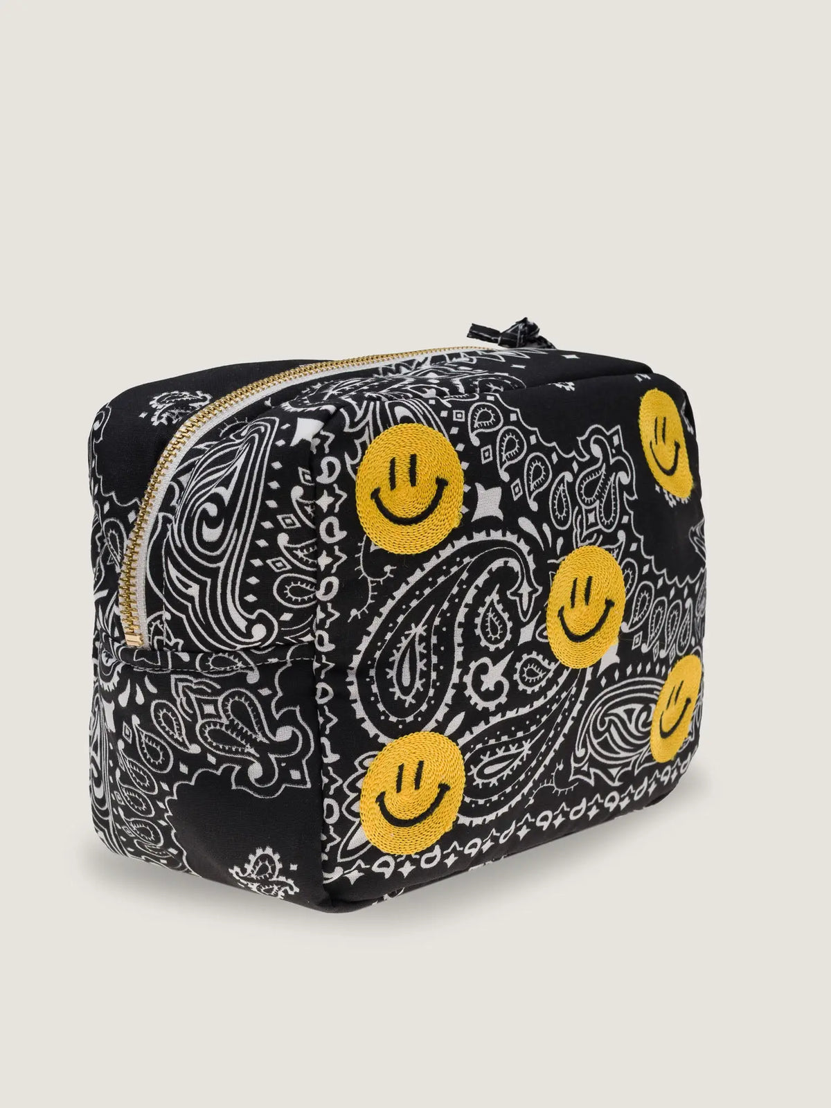 Mini rectangular toiletry bag - MULTI-EMOJIS HAPPY FACE - All Black