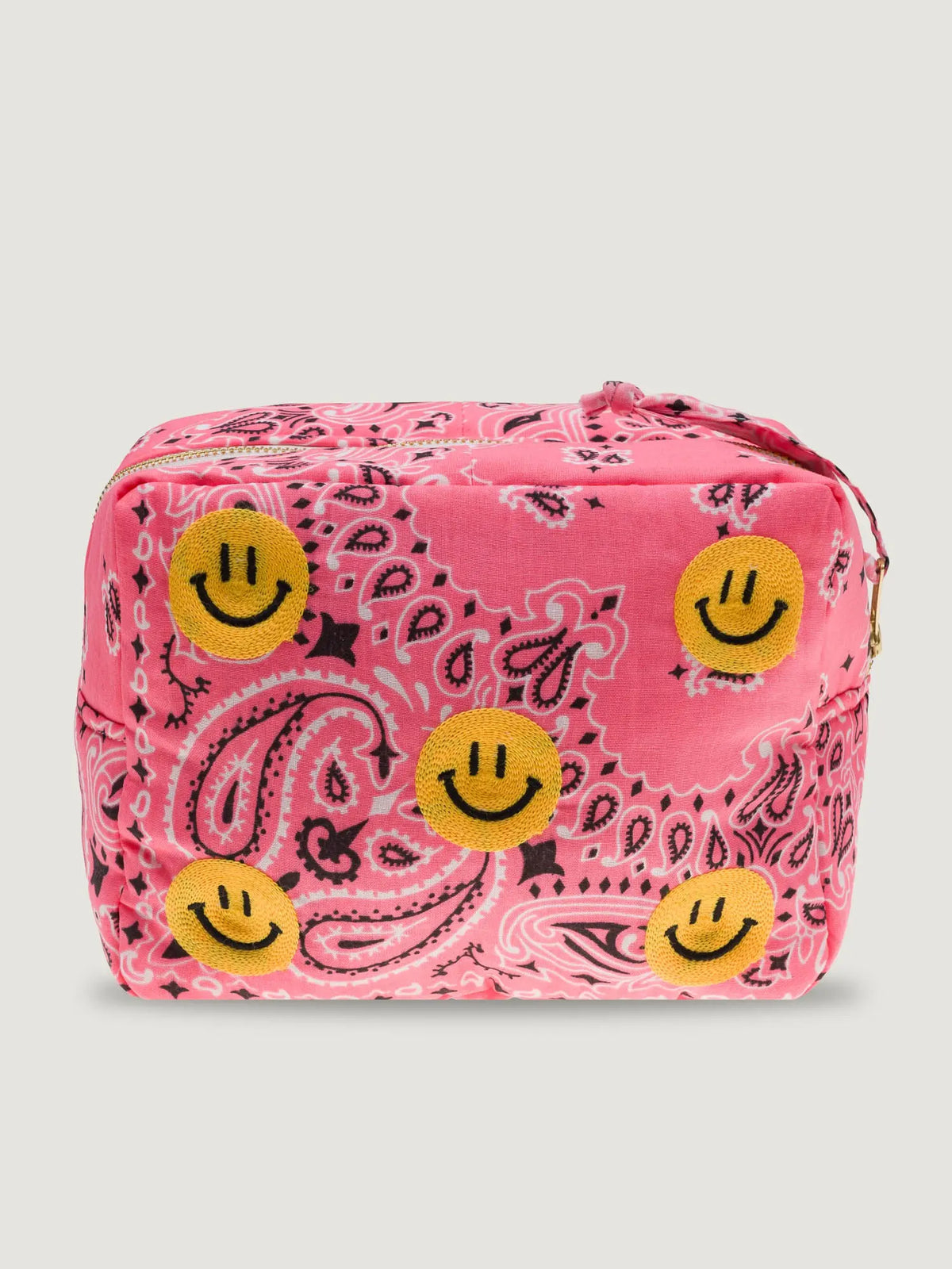 Mini trousse de toilette rectangle - MULTI-EMOJIS HAPPY FACE - Strawberry Pink / Pale Pink