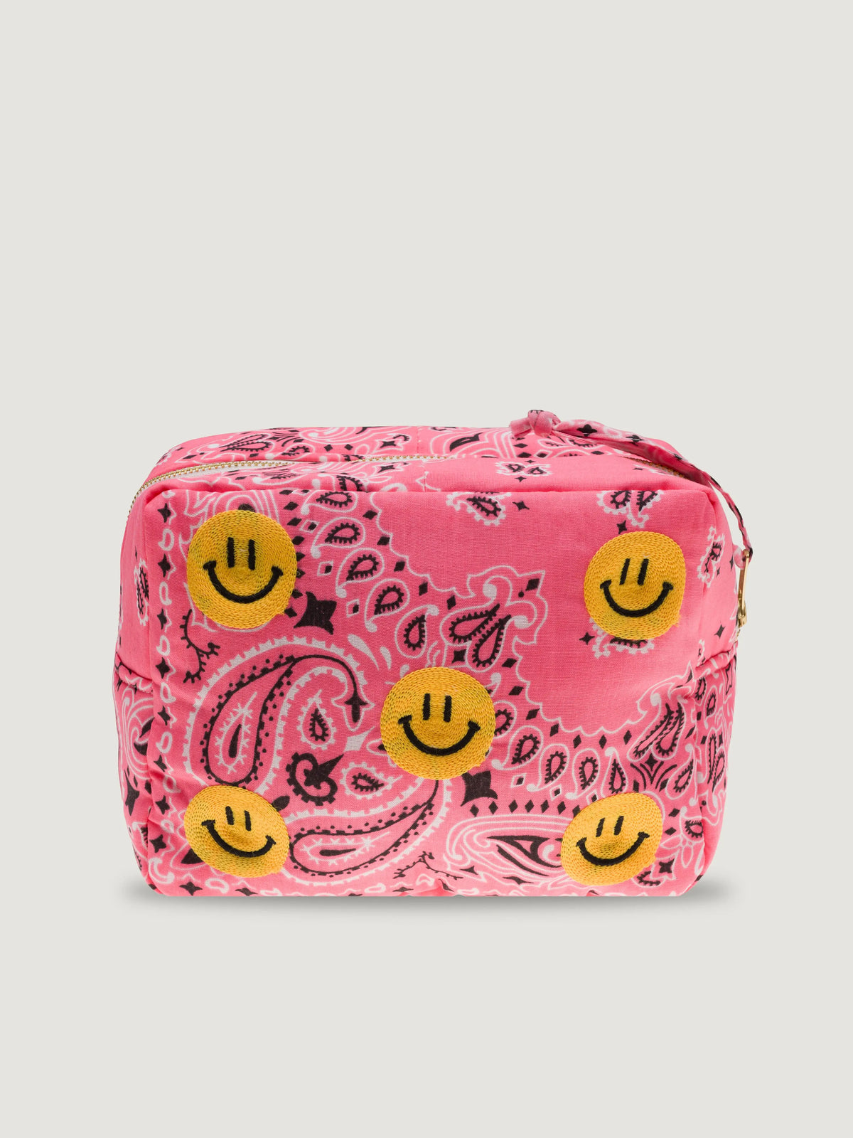 Mini trousse de toilette rectangle - MULTI-EMOJIS HAPPY FACE - Strawberry Pink / Pale Pink