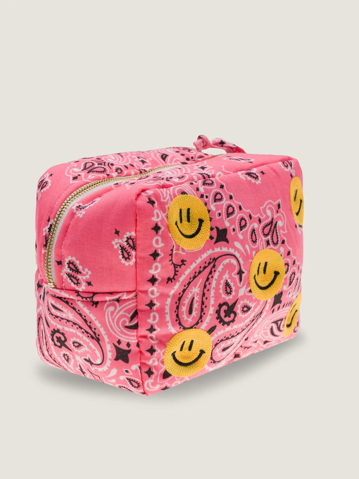 Mini trousse de toilette rectangle - MULTI-EMOJIS HAPPY FACE - Strawberry Pink / Pale Pink