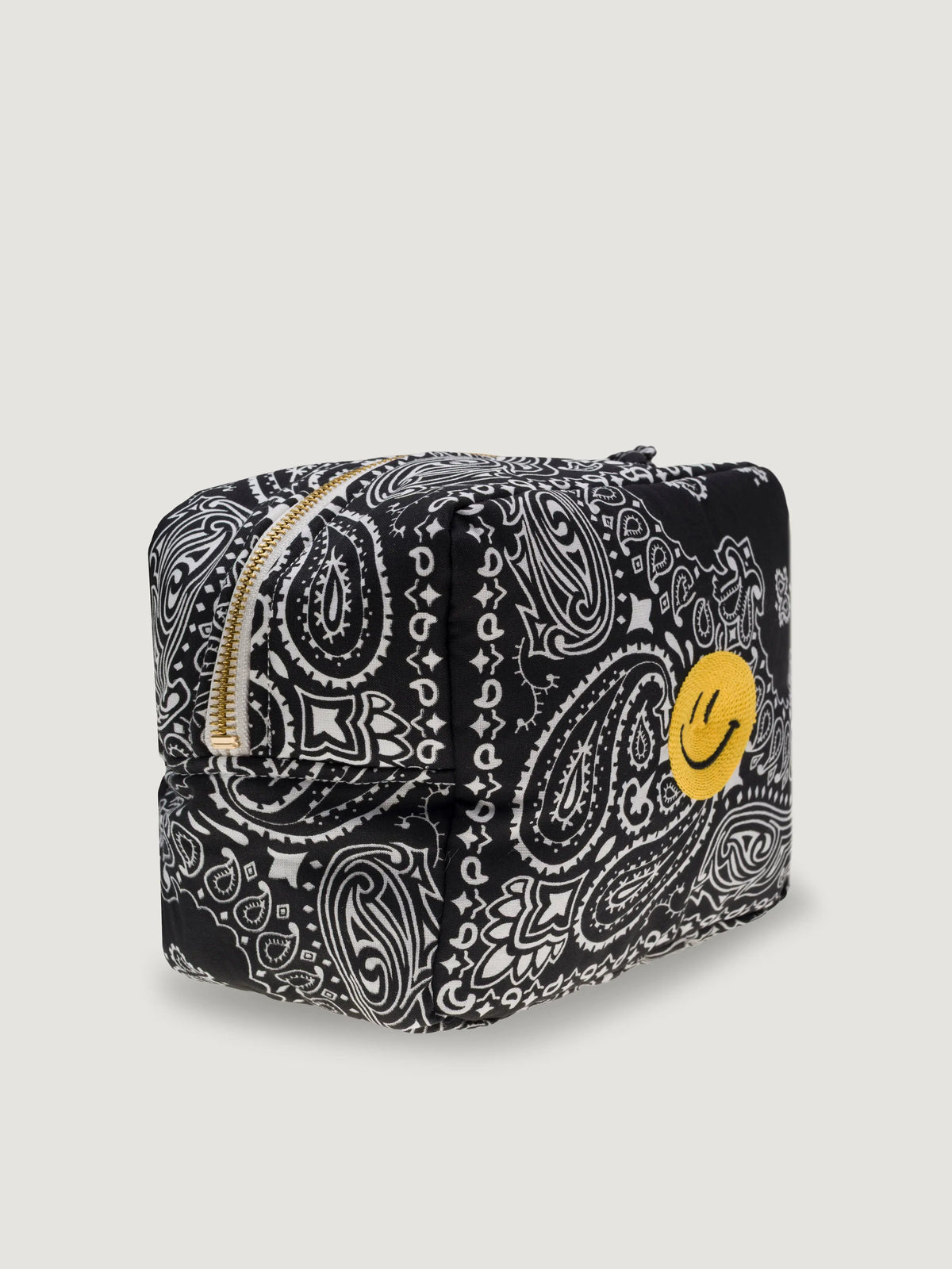 Mini trousse de toilette rectangle - HAPPY FACE - All Black
