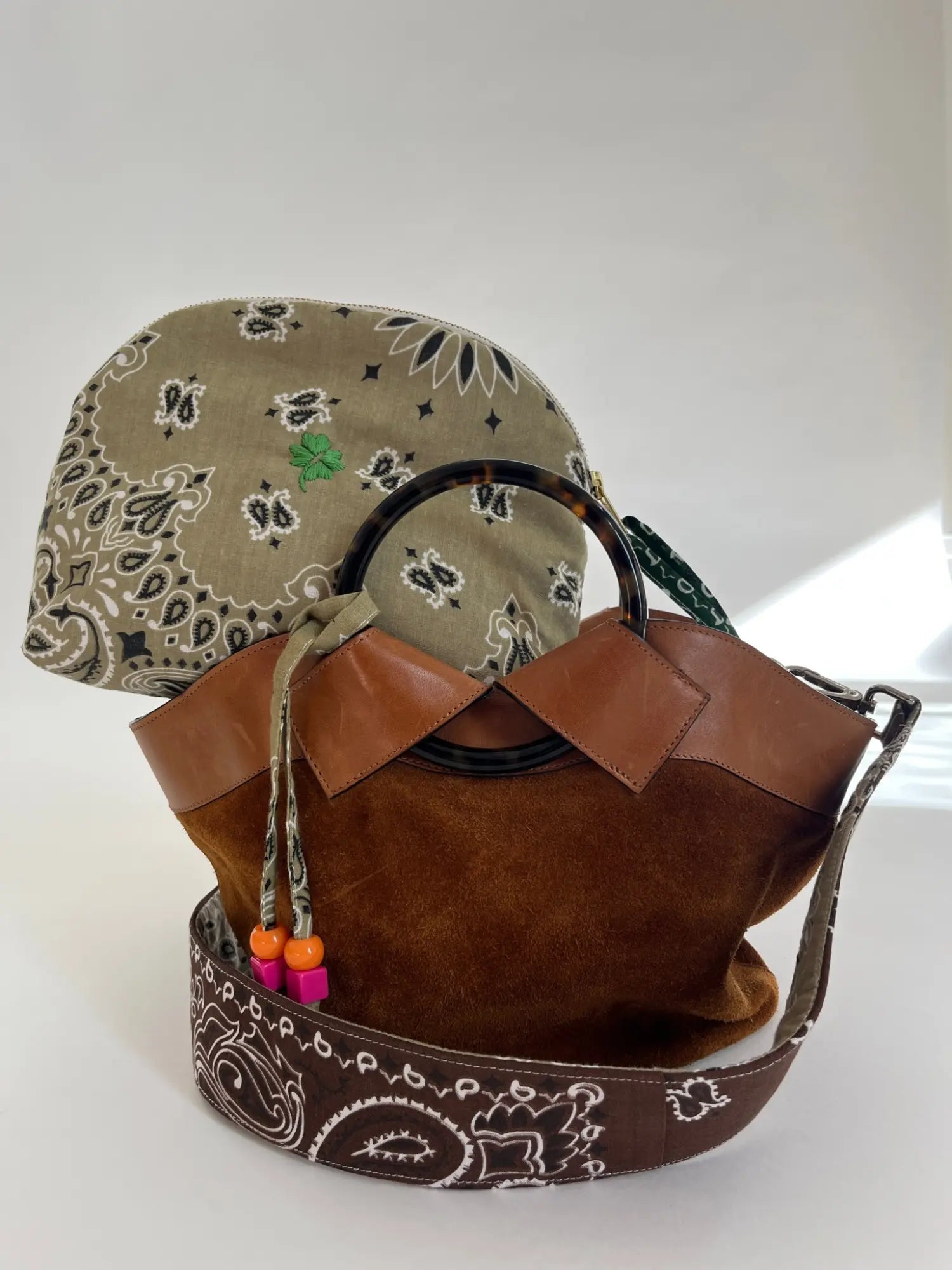 Small Toiletry Bag - CLOVER - Beige / Week-end Green