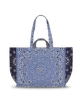 Quilted Medium Cabas Tote - LOVE - Chambray / Navy