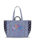Quilted Medium Cabas Tote - LOVE - Chambray / Navy