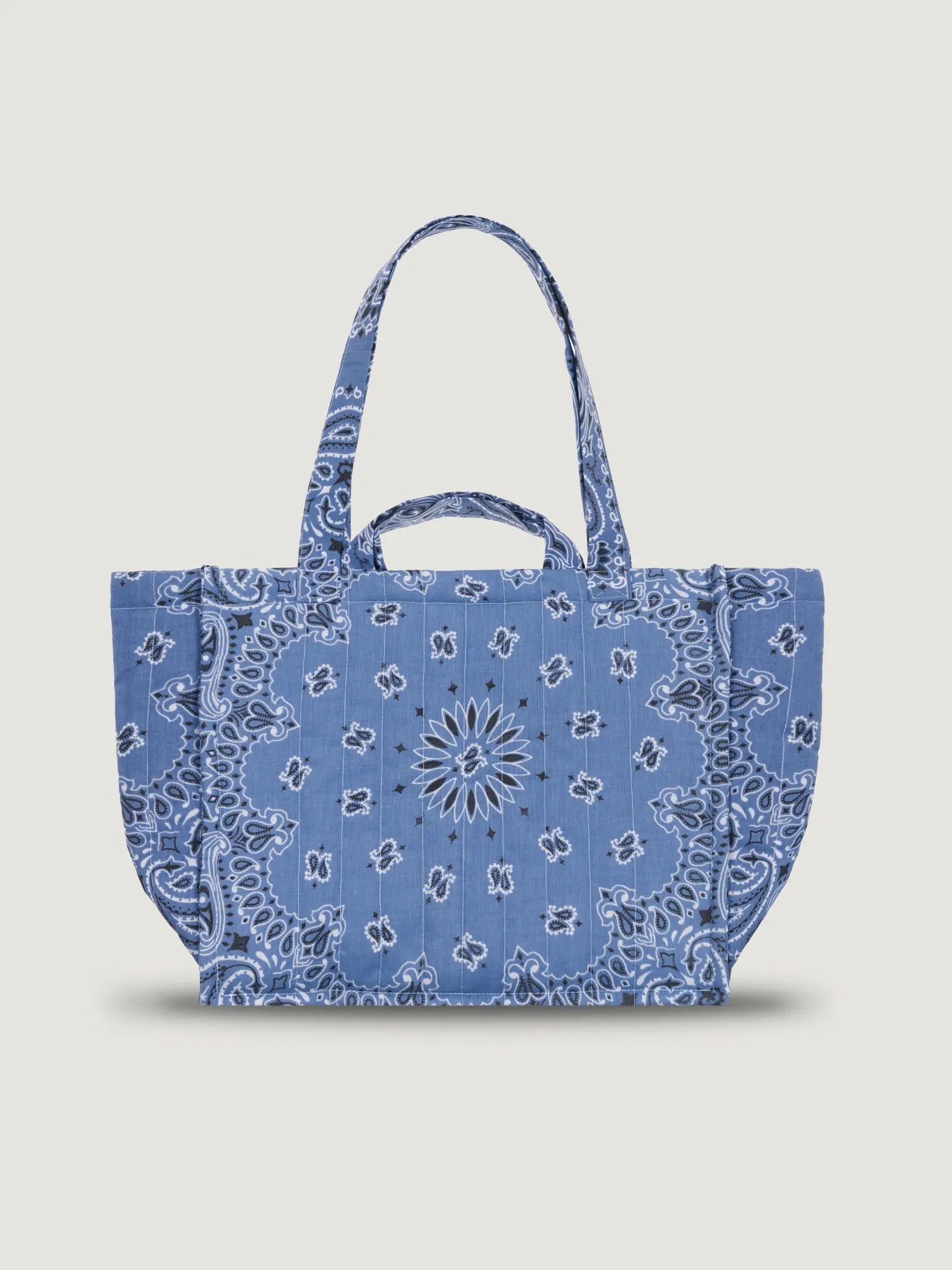 Quilted Medium Cabas Tote - HAPPY FACE - All chambray