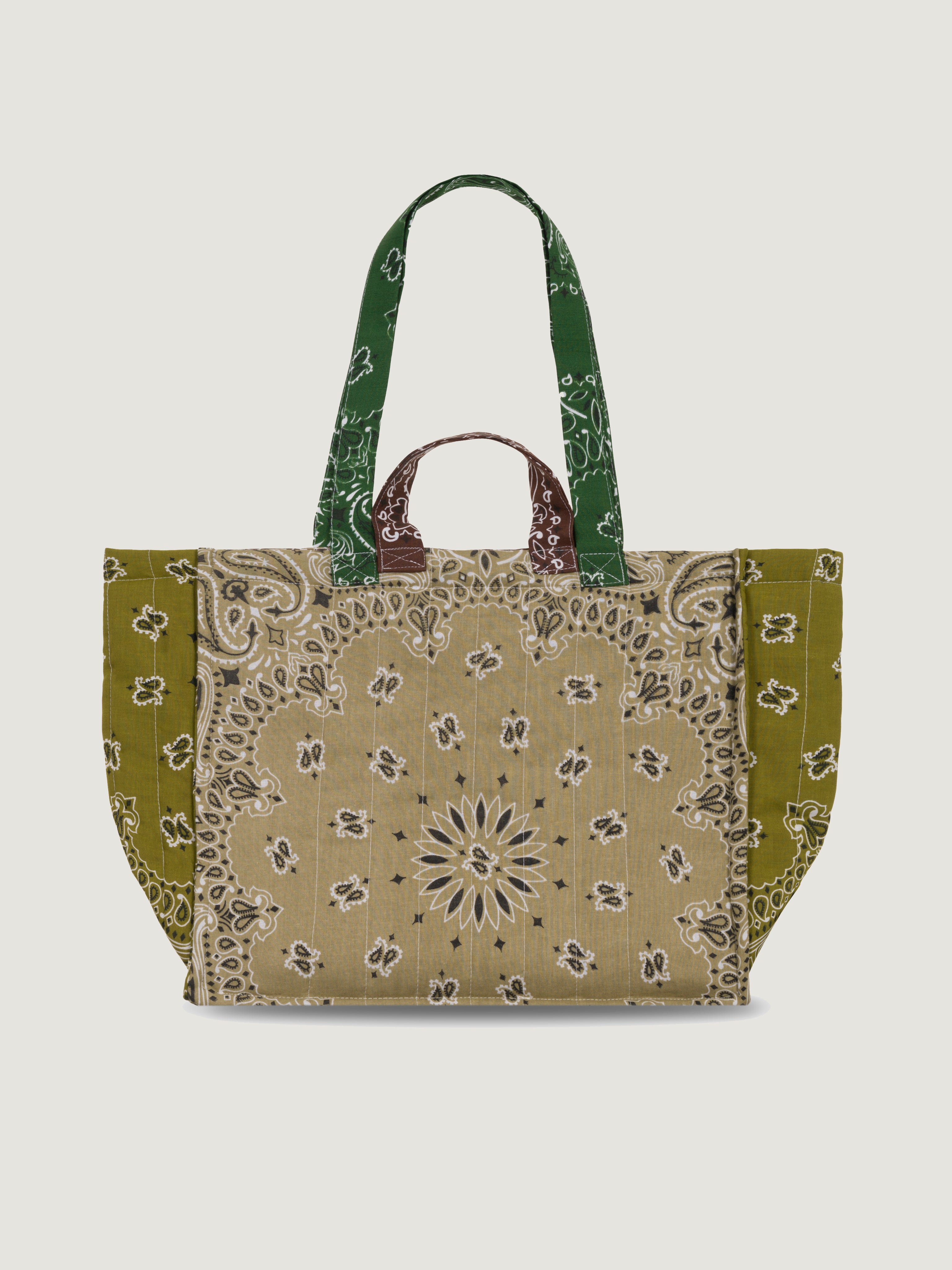 Quilted Medium Cabas Tote - LOVE - Beige / Colorblock