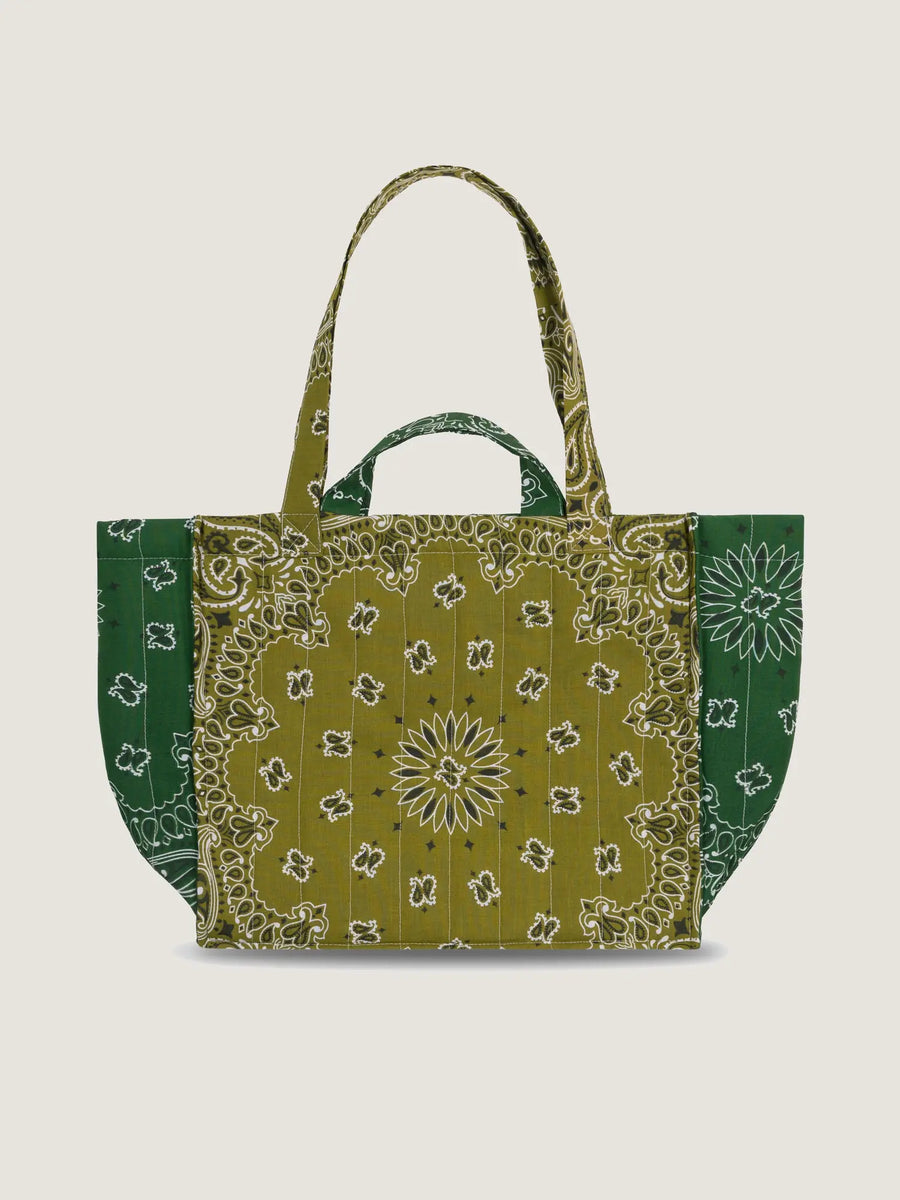 PREORDER- Maxi Cabas Matelassé Trefle in Bronze / Vert Week-End main image 0
