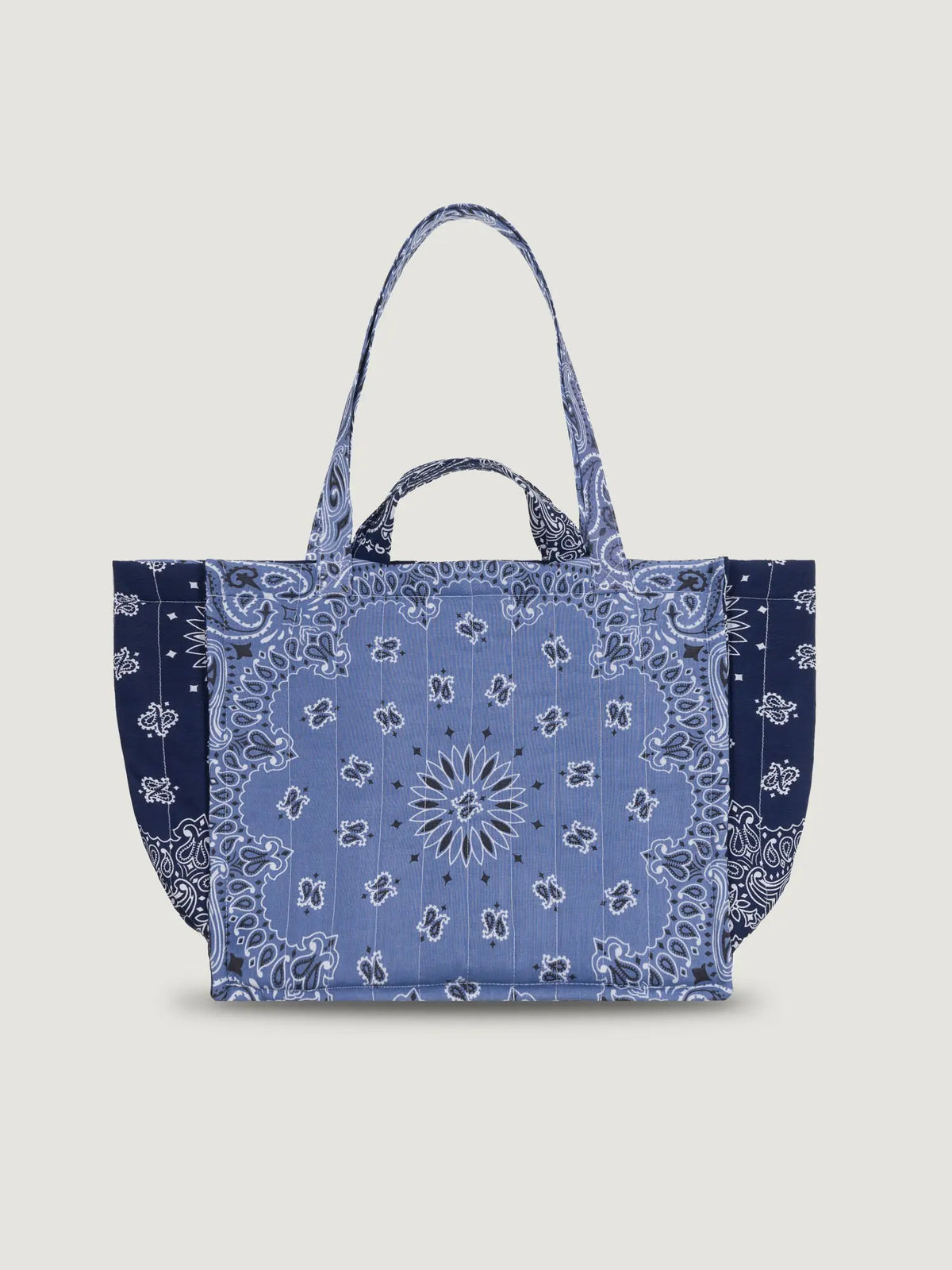 Quilted Medium Cabas Tote - LOVE - Chambray / Navy