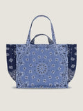Quilted Maxi Cabas Tote - LOVE - Chambray / Navy