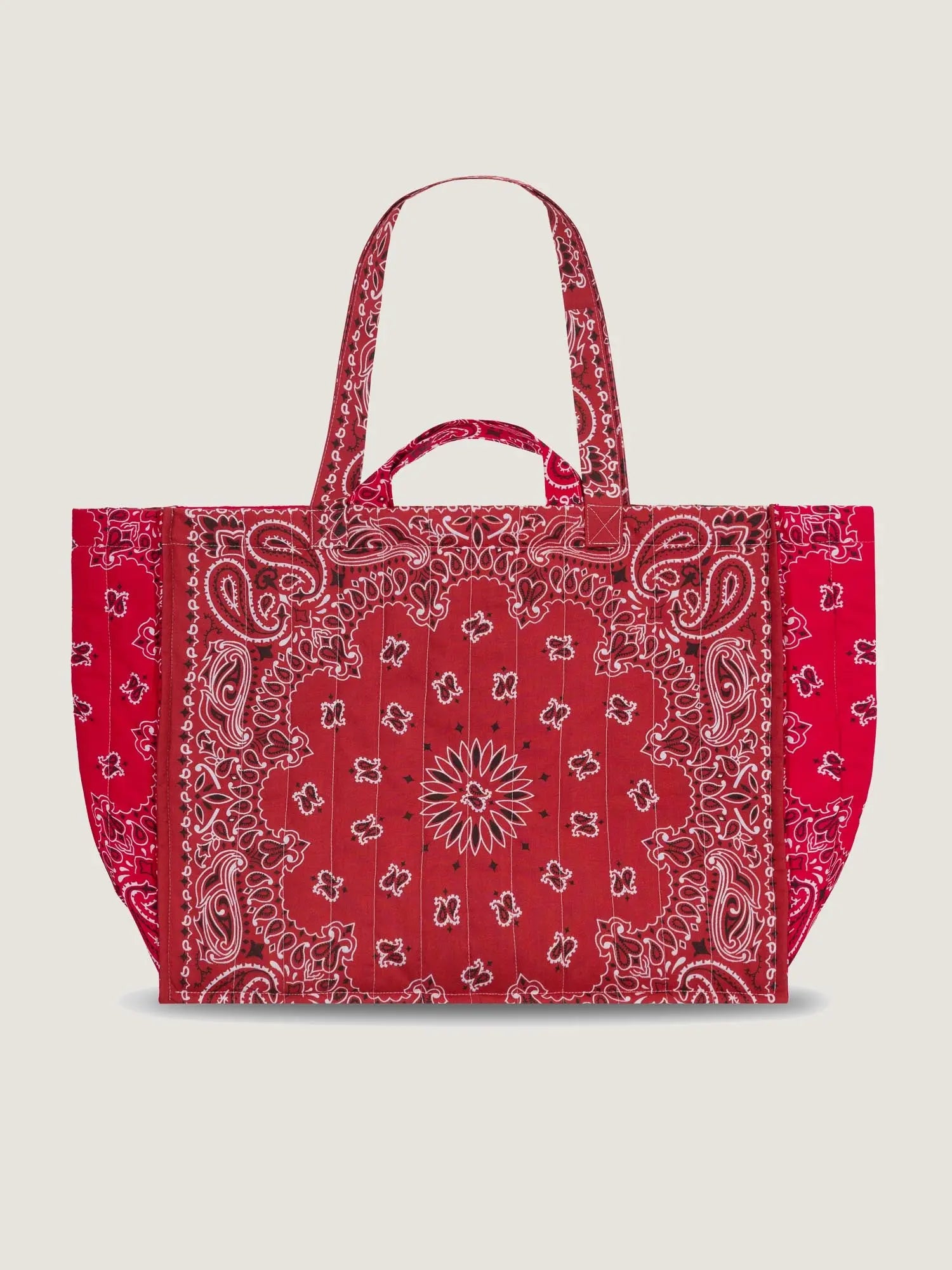 Quilted Maxi Cabas Tote - LOVE - Vintage Red / Real Red 