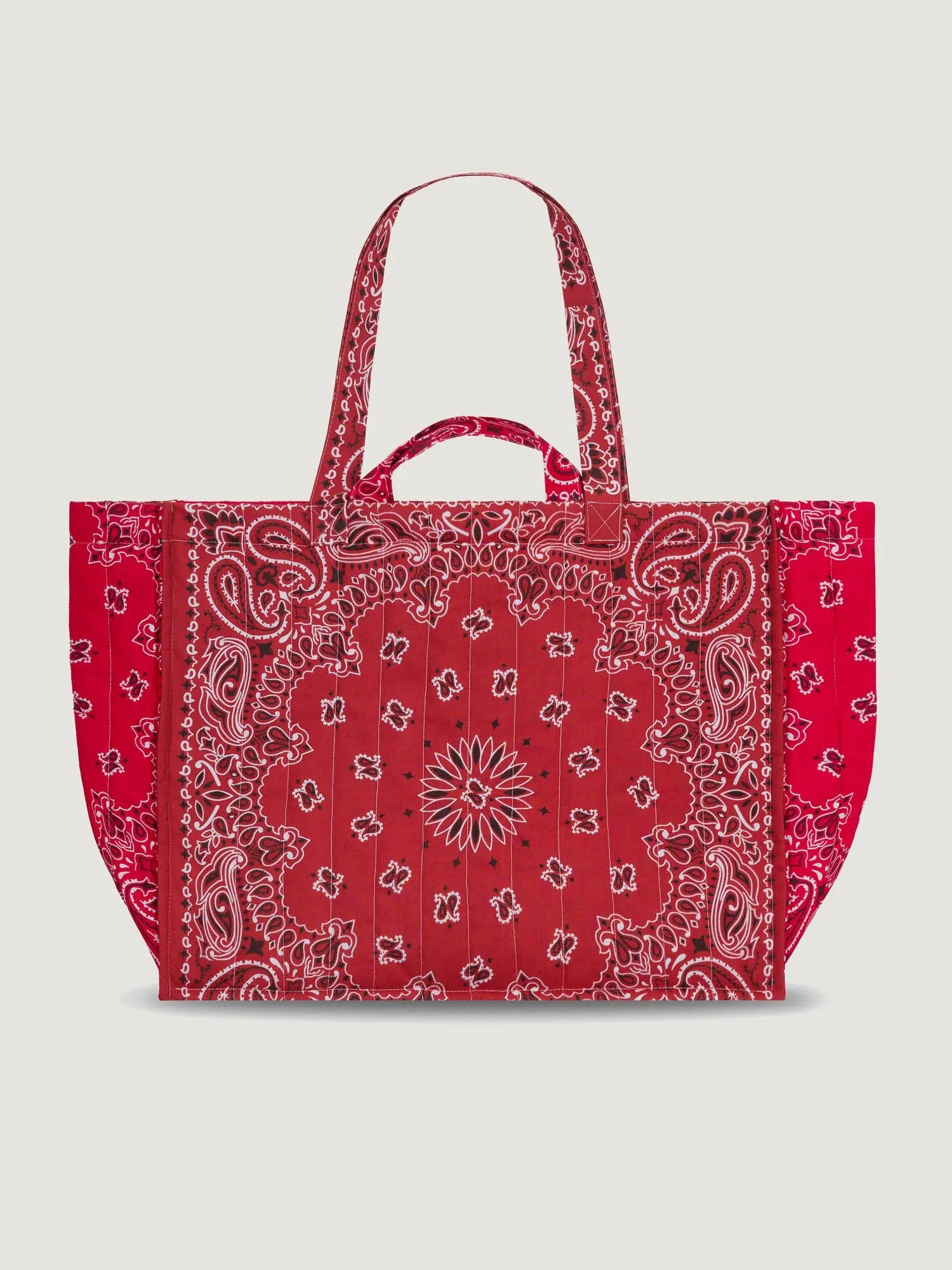 Quilted Maxi Cabas Tote - LOVE - Vintage Red / Real Red 