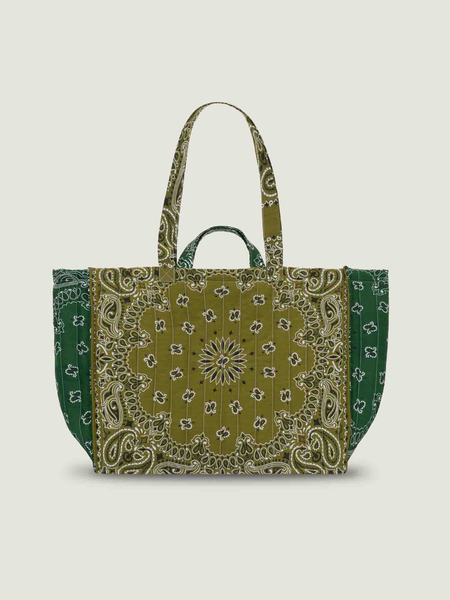 Medium Quilted Tote Bag - MULTI-EMOJIS - Bronze / Weekend Green