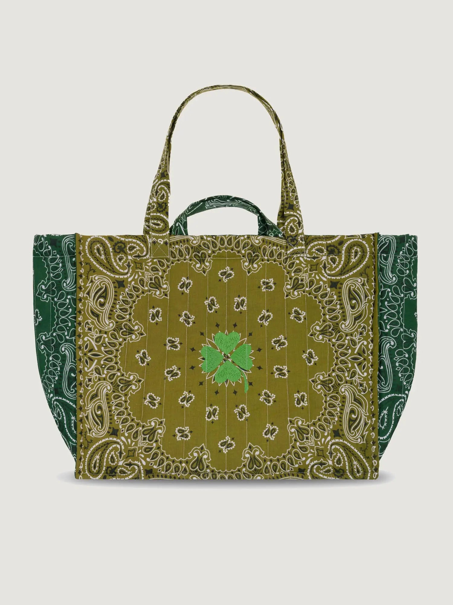 Quilted Medium Cabas Tote - CLOVER - Bronze / Green Week-End