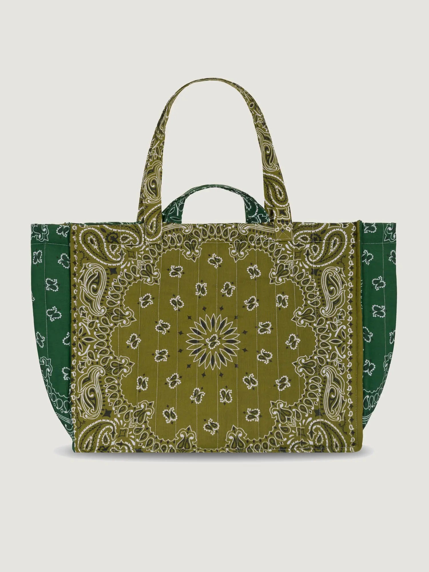 Quilted Medium Cabas Tote - CLOVER - Bronze / Green Week-End