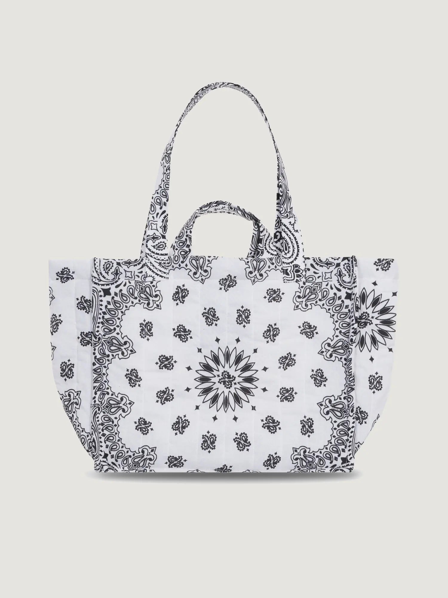 Quilted Medium Cabas Tote - LOVE - Navy / Petrol