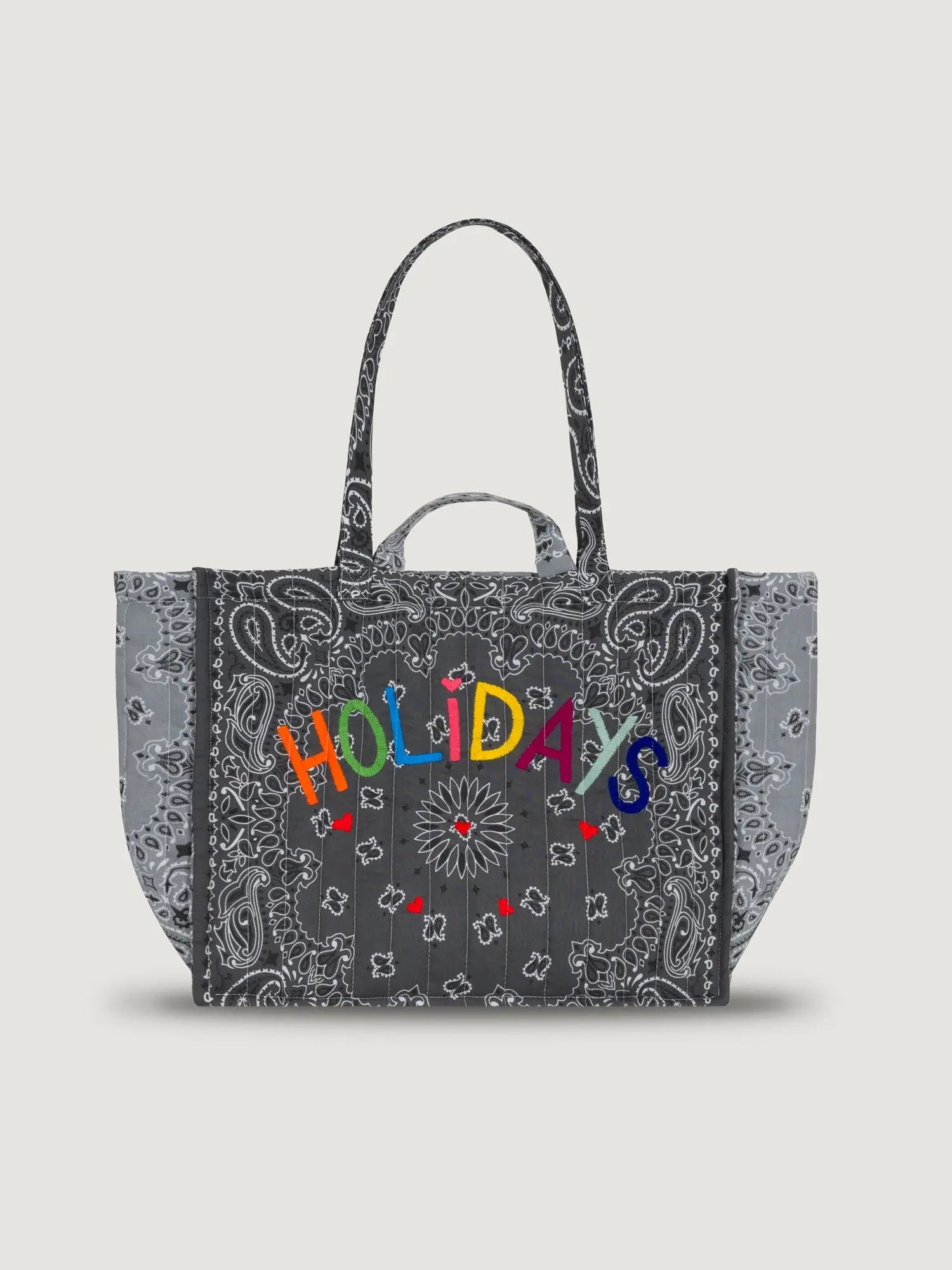Quilted Medium Cabas Tote - HOLIDAYS - Dark grey / Pale grey