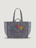 Quilted Medium Cabas Tote - LOVE - Dark grey / Pale grey