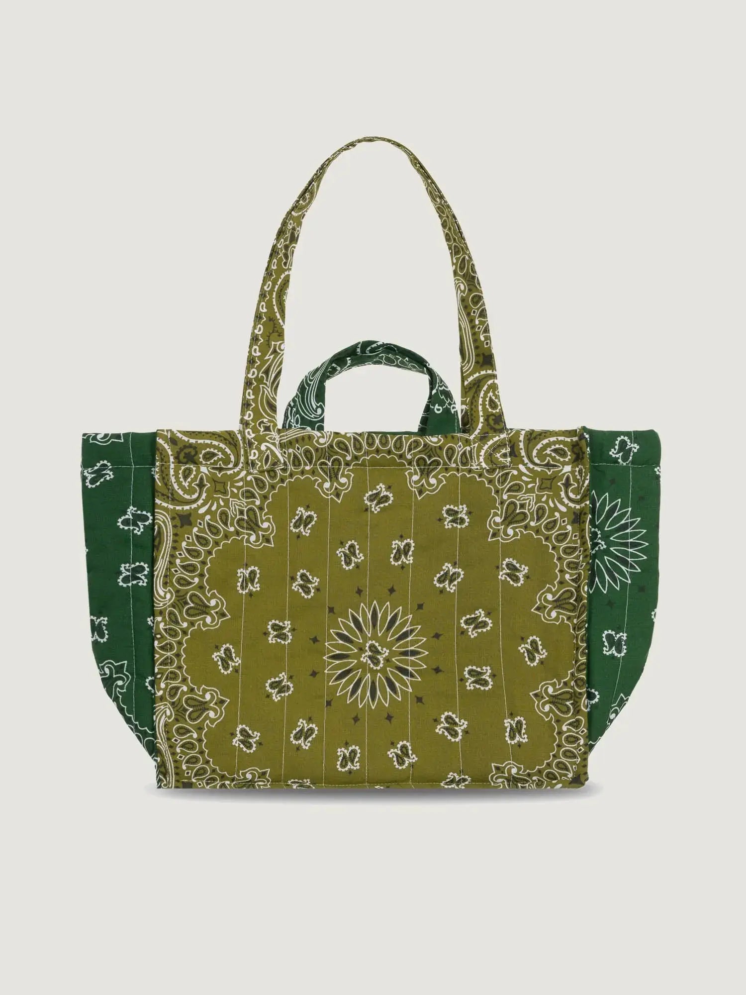 Medium Quilted Tote Bag - LOVE - Bronze / Weekend Green