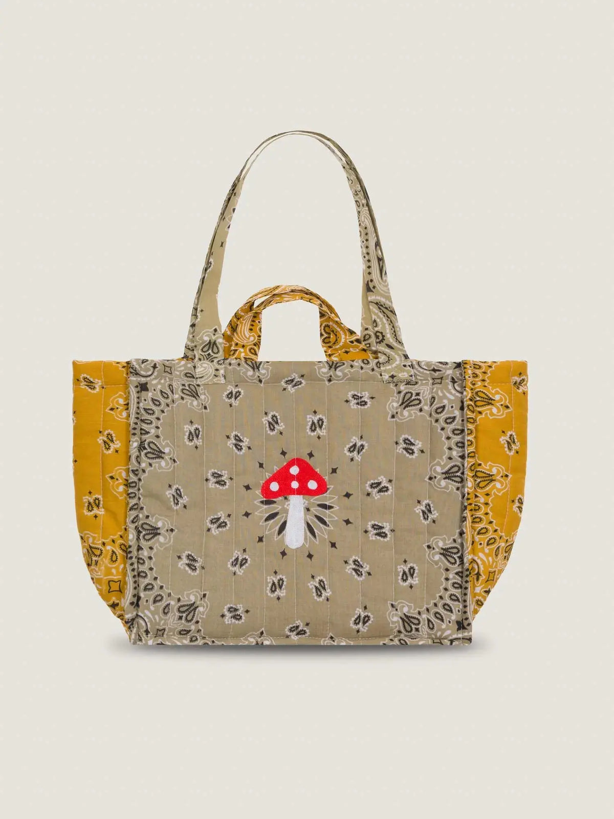 Moyen Cabas Matelassé - CHAMPIGNON - Beige / Moutarde