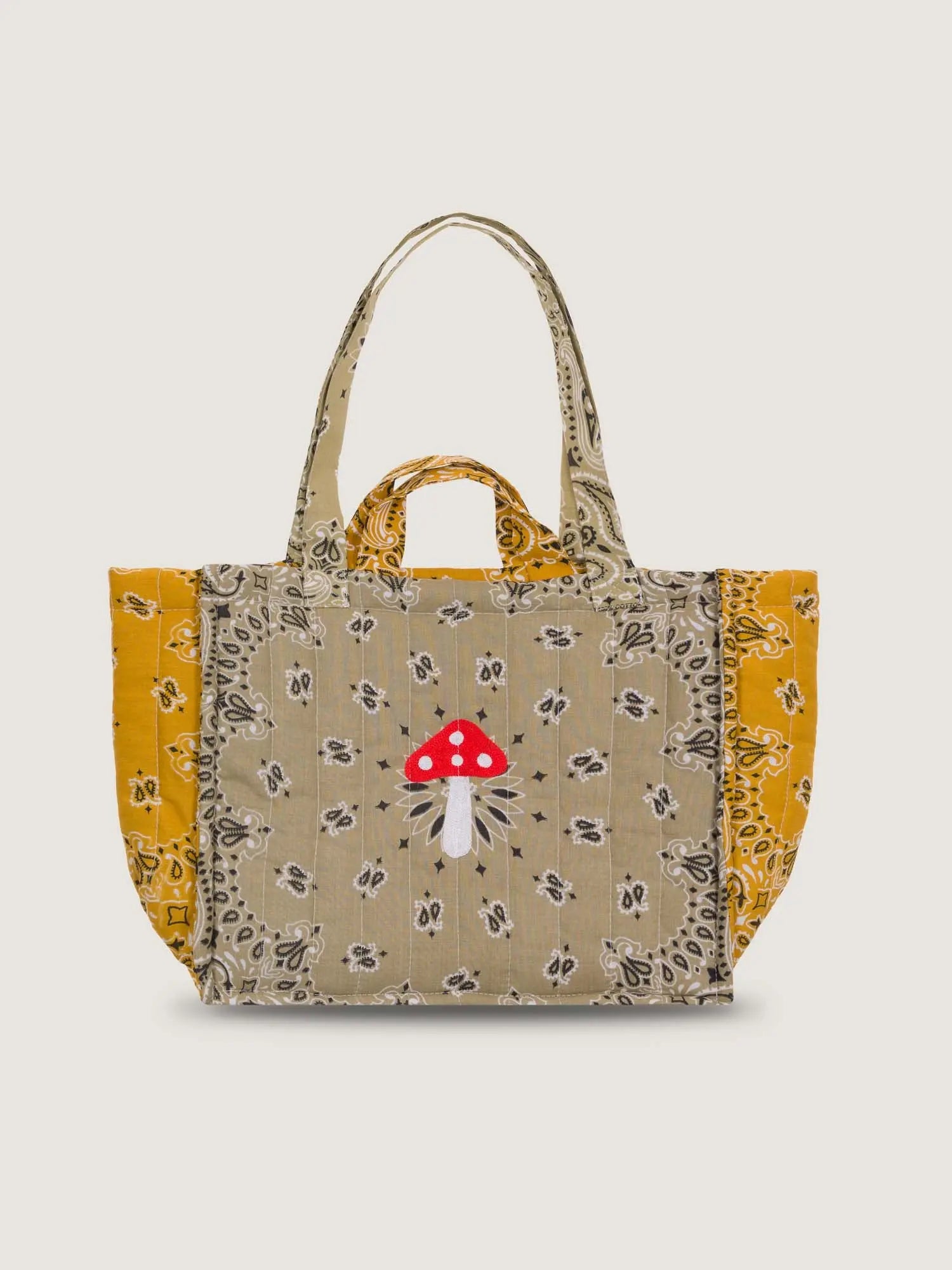 Moyen Cabas Matelassé - CHAMPIGNON - Beige / Moutarde