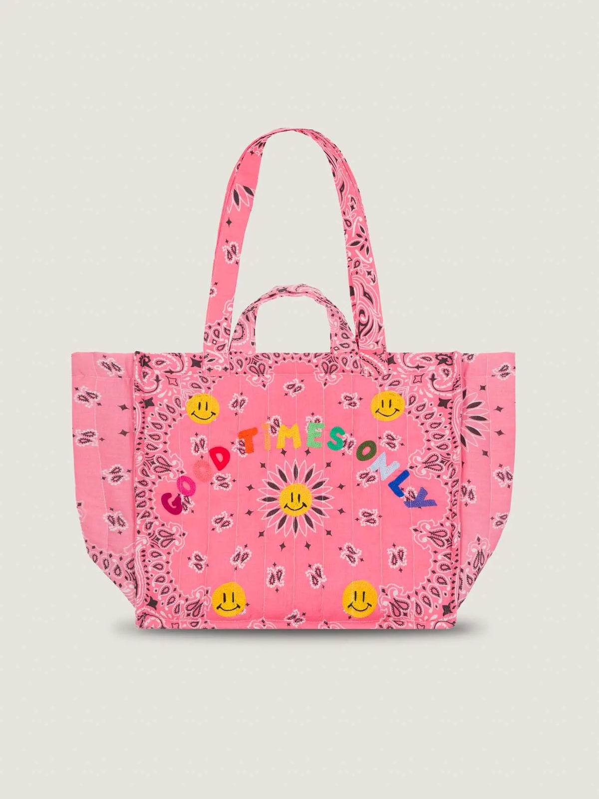 Moyen Cabas Matelassé - GOOD TIMES ONLY - Strawberry Pink / Pale Pink - Précommande