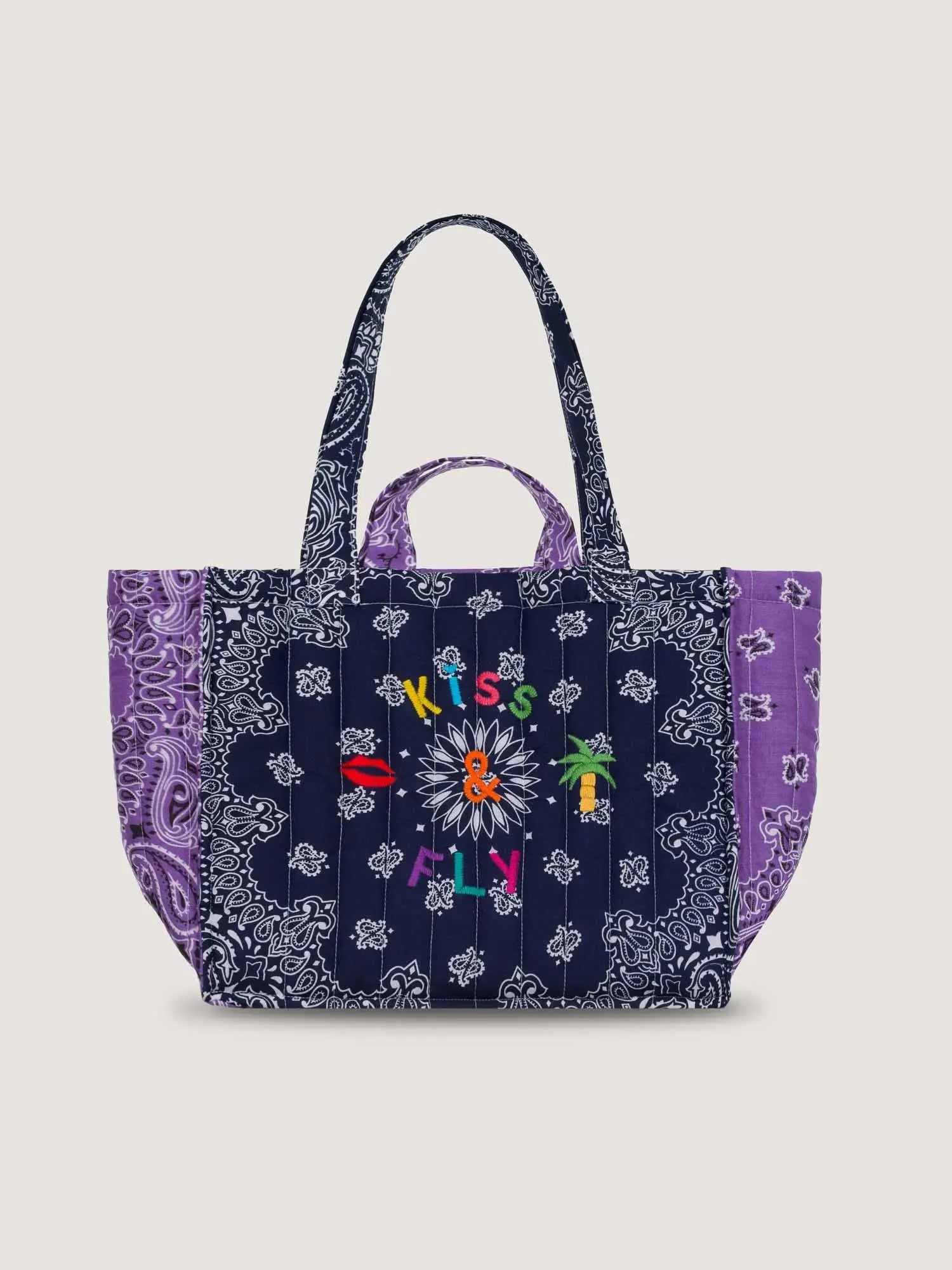 Moyen Cabas Matelassé - KISS & FLY - Navy / Lilas