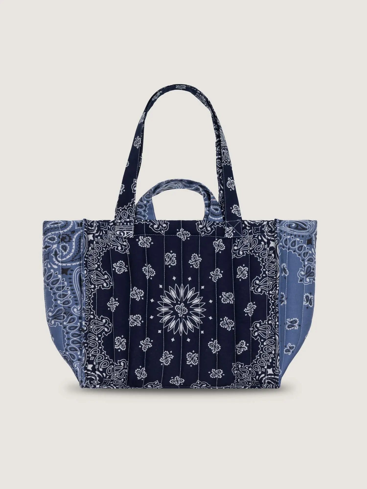 Moyen Cabas Matelassé - MAKE LOVE & PEACE - Navy / Chambray