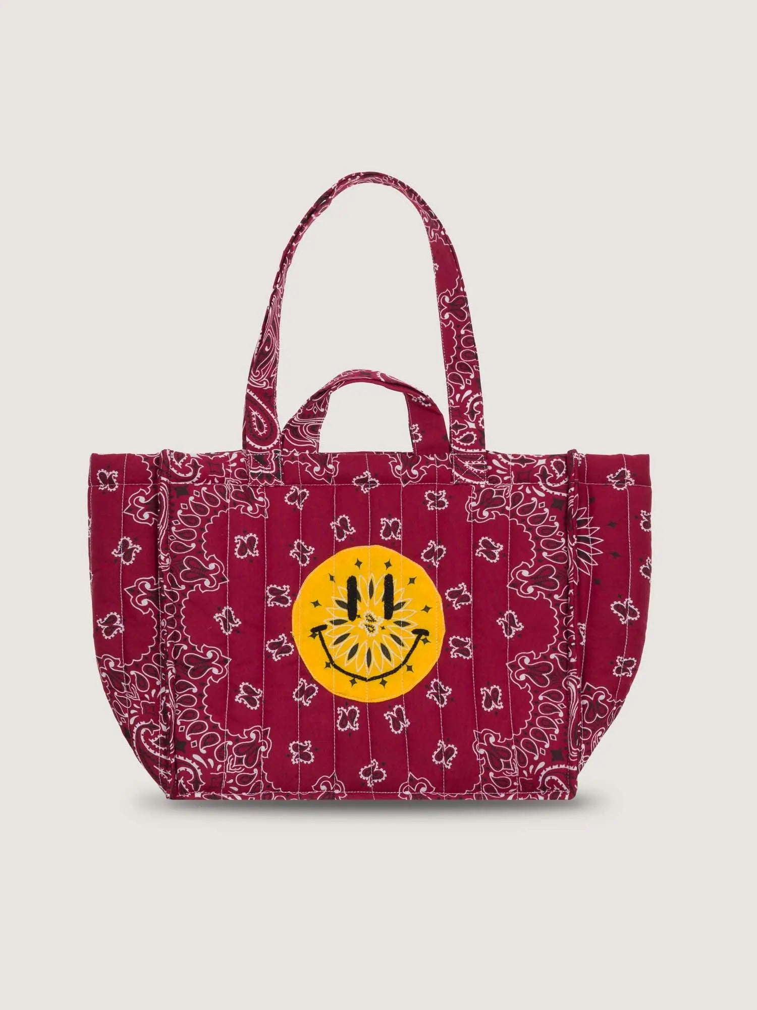 Moyen Cabas Matelassé - HAPPY FACE - All Bordeaux