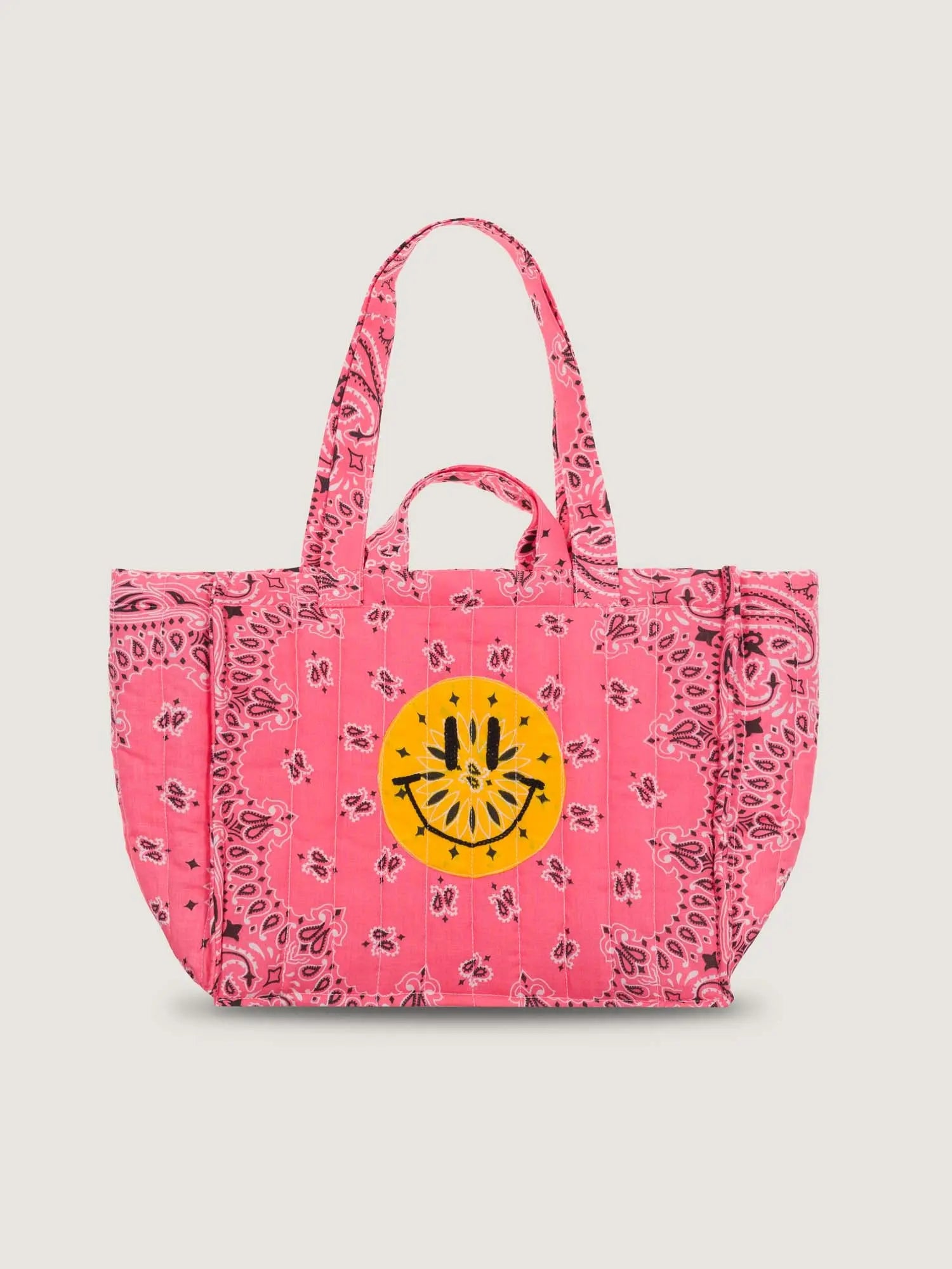 Moyen Cabas Matelassé - HAPPY FACE -  All Strawberry