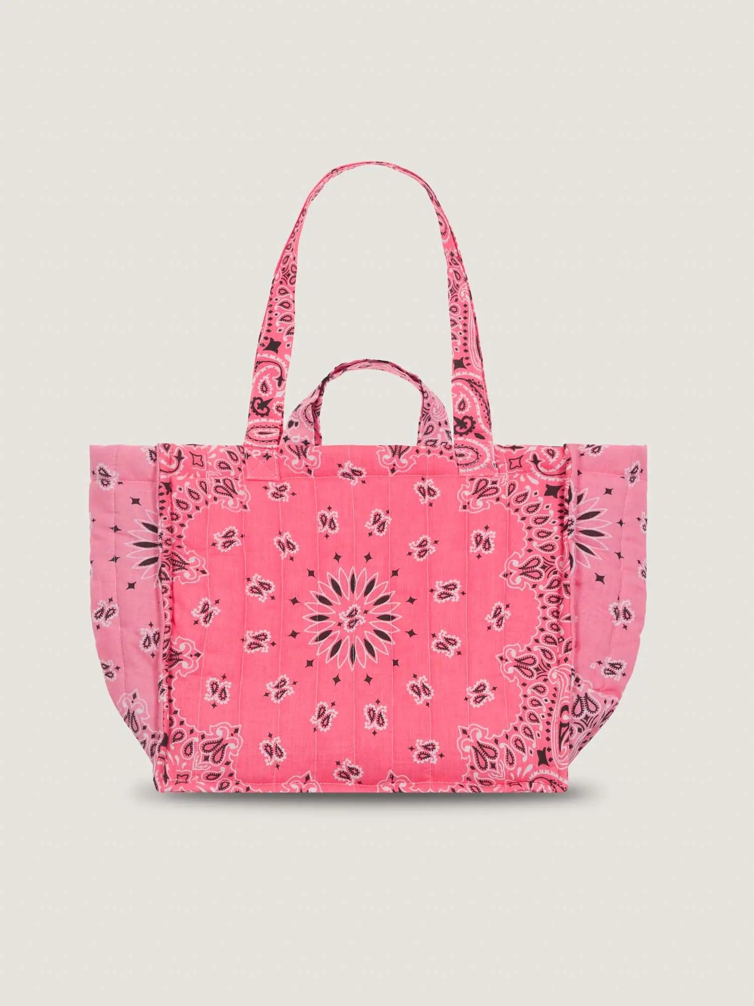 Moyen Cabas Matelassé - HAPPY FACE - Strawberry Pink / Pale Pink