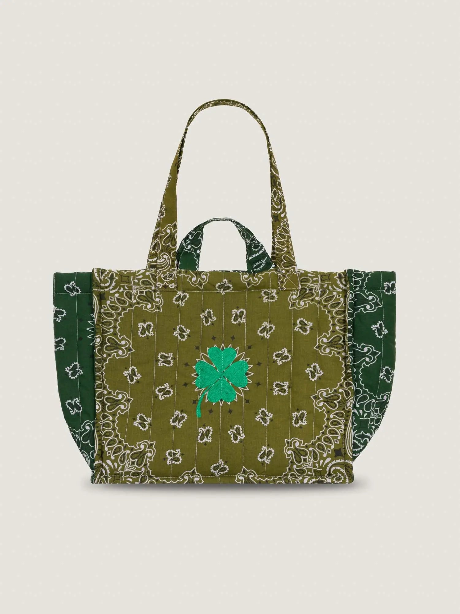 Medium Quilted Tote Bag - CLOVER - Bronze / Weekend Green