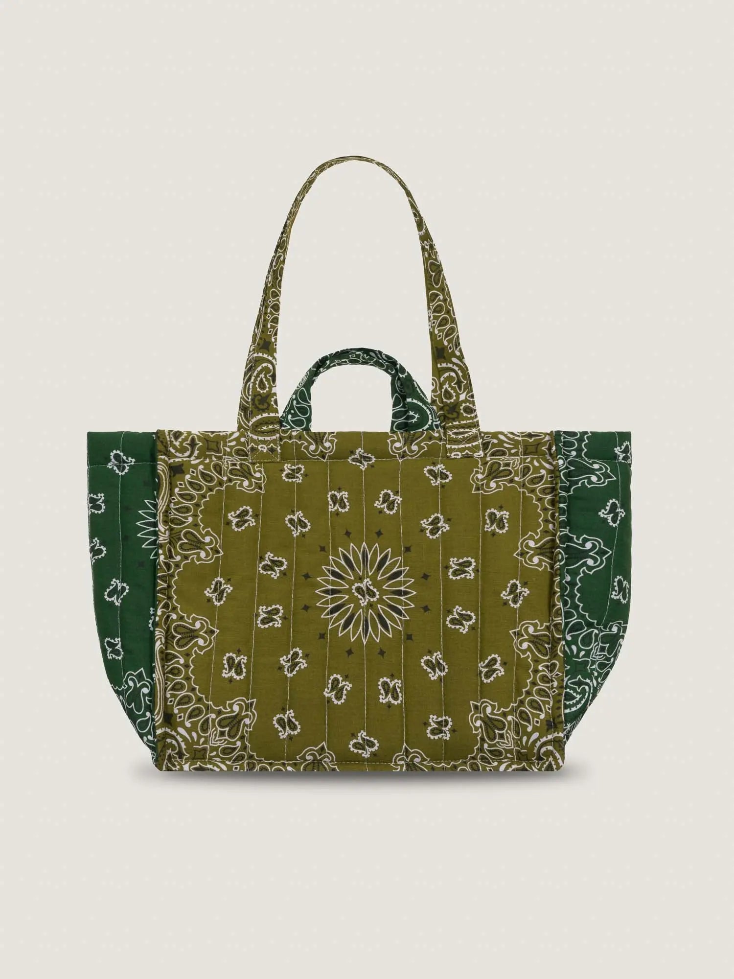 Medium Quilted Tote Bag - CLOVER - Bronze / Weekend Green