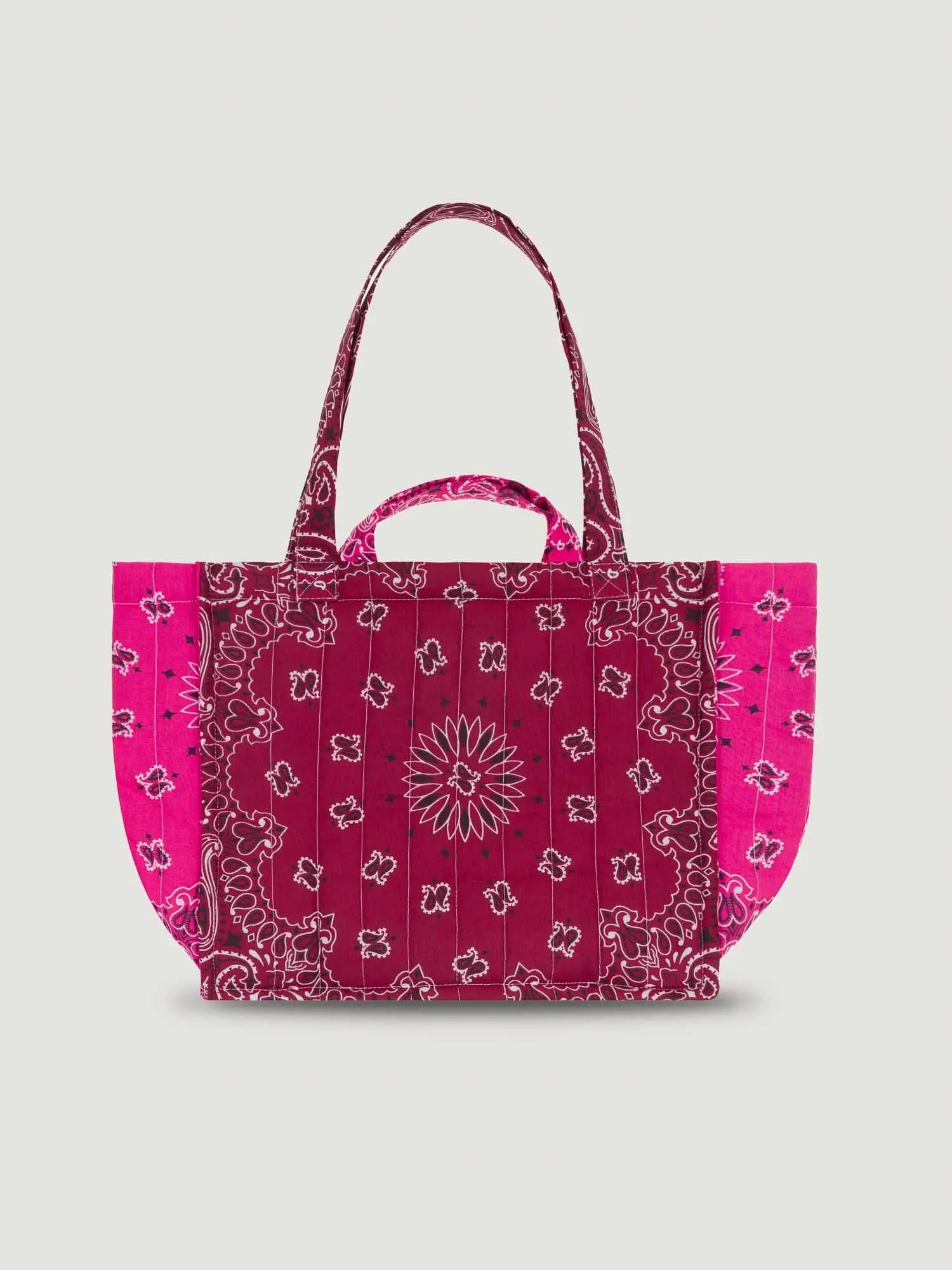 Quilted Medium Cabas Tote - LOVE - Burgundy / Fuchsia