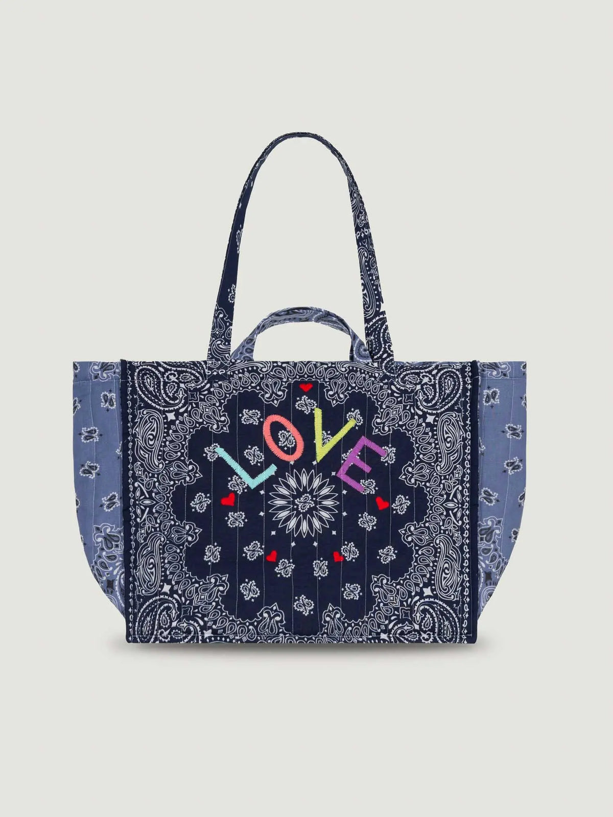 Moyen Cabas Matelassé - LOVE - Navy / Chambray