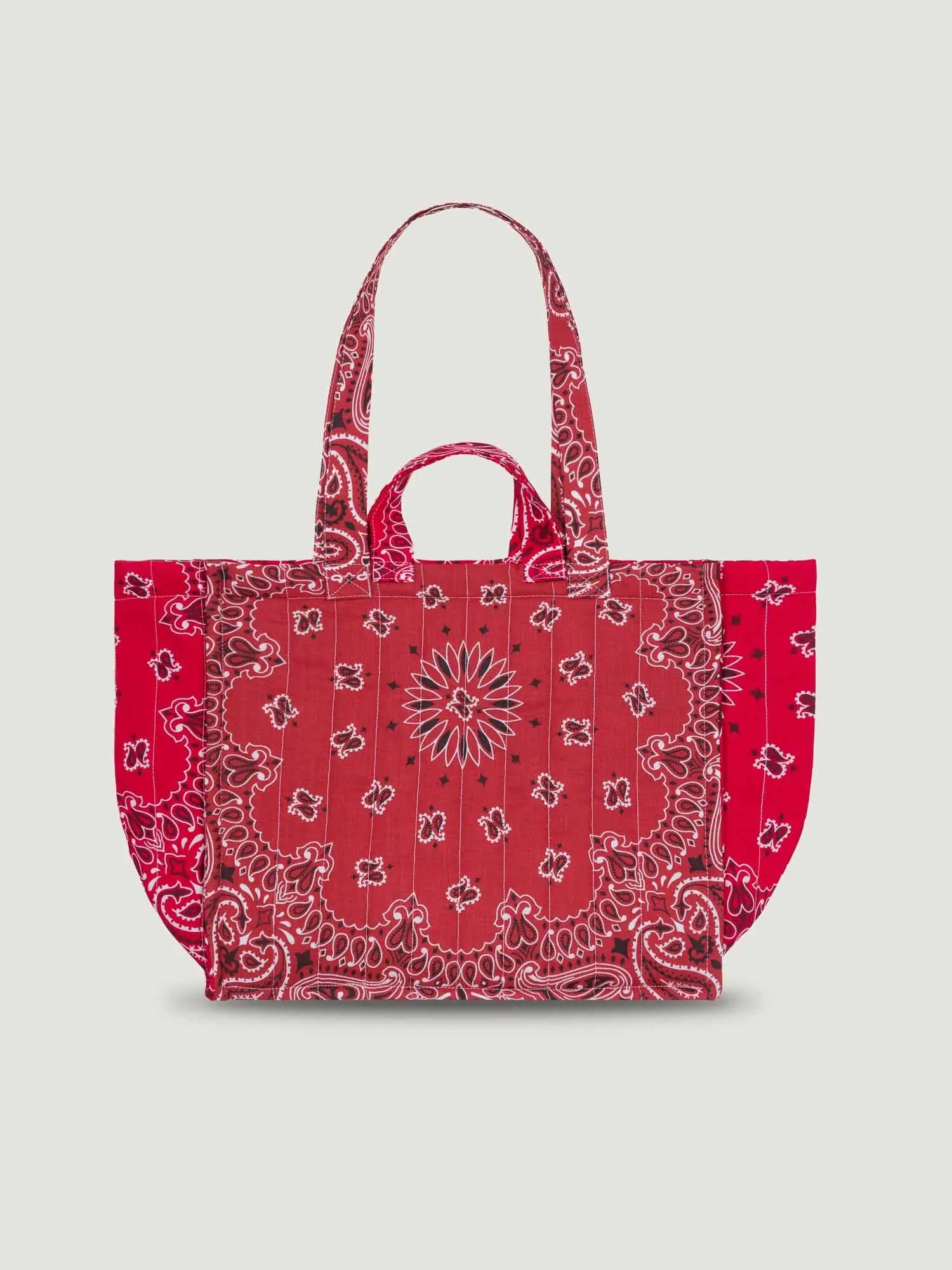 Quilted Medium Cabas Tote - LOVE - Vintage Red / Real Red