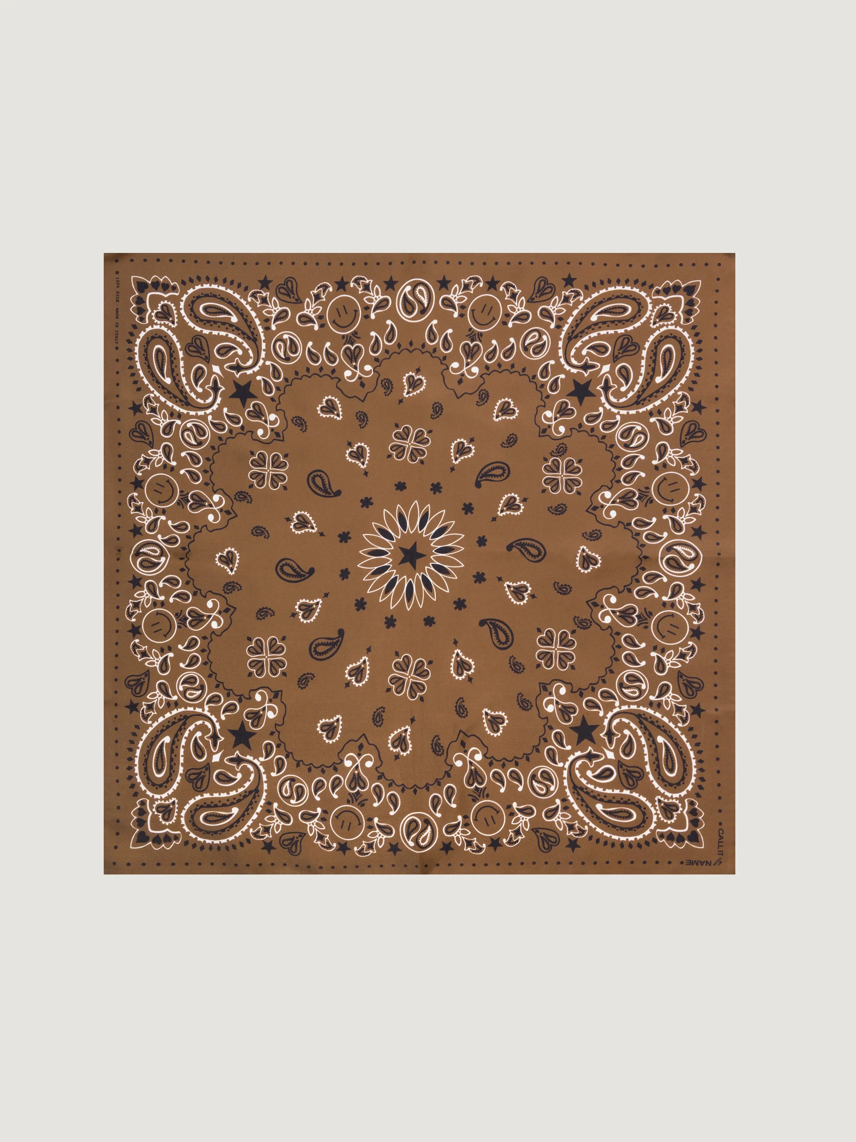 Silk Bandana - STAR - BROWN - Small Size
