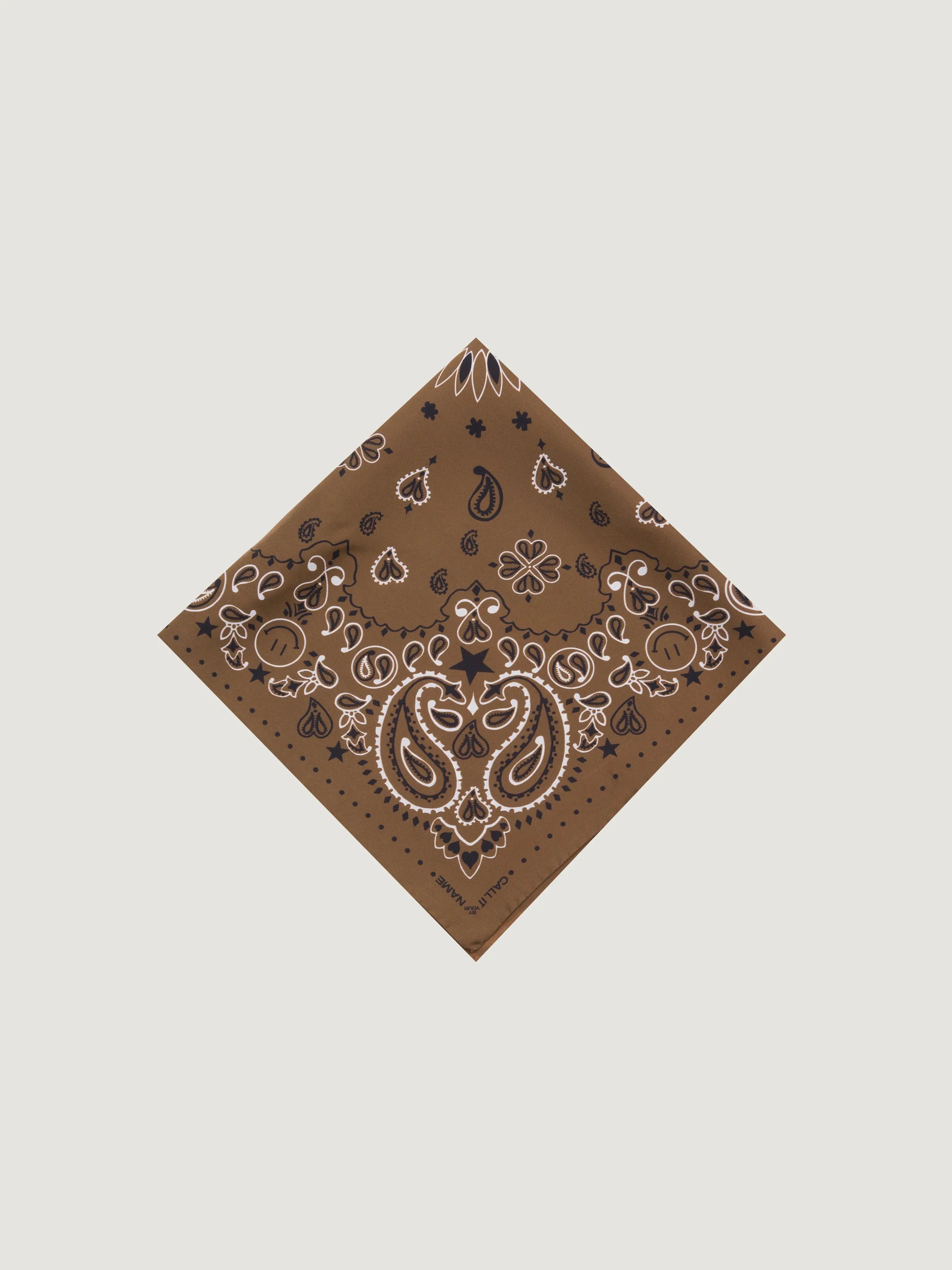 Silk Bandana - STAR - BROWN - Small Size