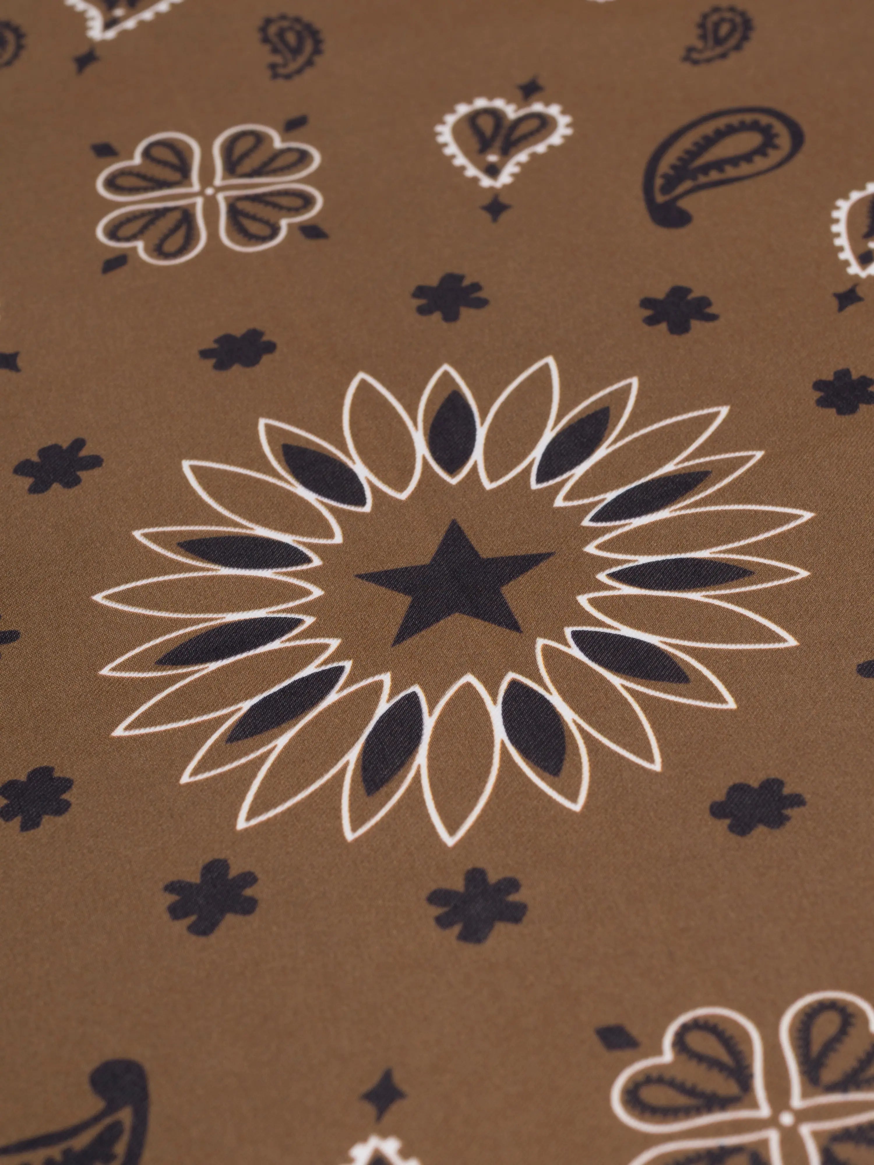 Silk Bandana - STAR - BROWN - Small Size