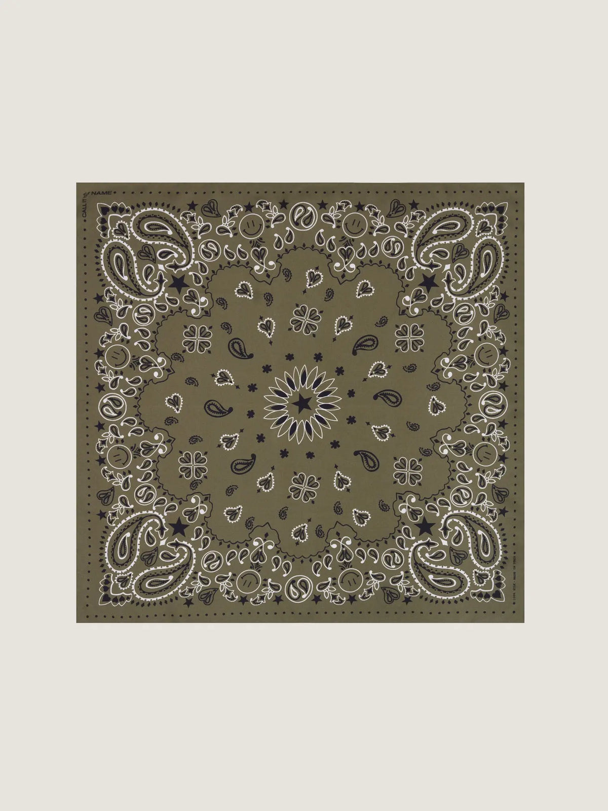 Bandana en soie - STAR - KAKI - Petit Modèle